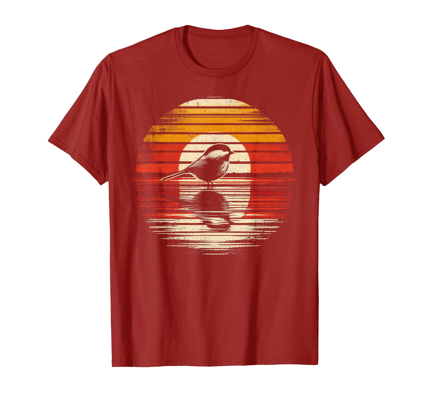 Chickadee Bird Sunset Retro Style Safari Vintage 70s T-Shirt