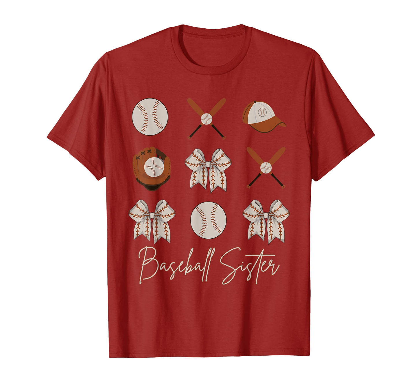 Baseball Sister Coquette Bow Girls Cheer Baseball T-Shirt