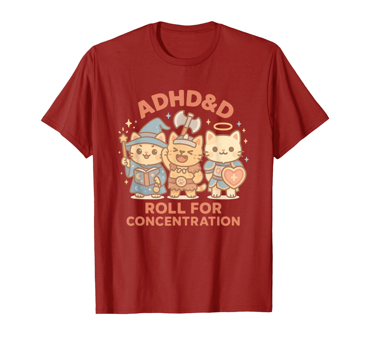RPG Gamer ADHD&D Roll for Concentration Geek Cat Men Women T-Shirt