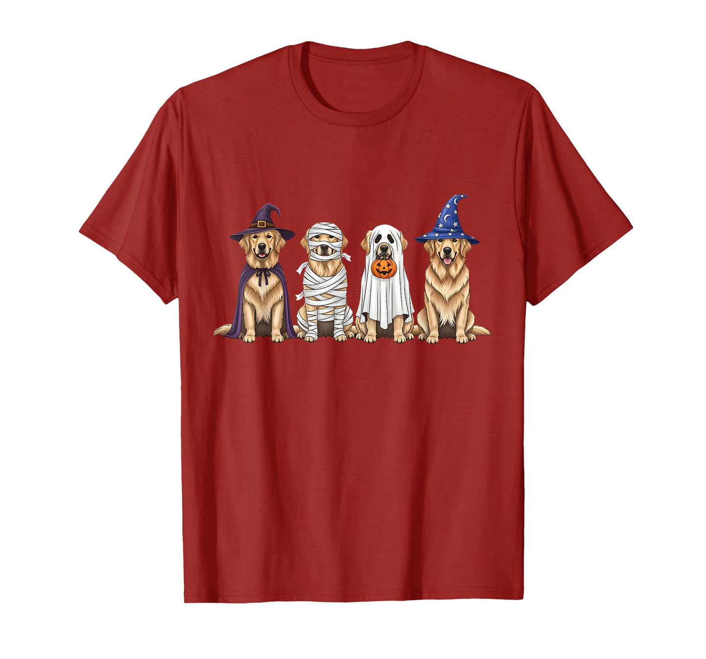 Golden Retriever Dog Witch Mummy Ghost Boo Costume Halloween T-Shirt