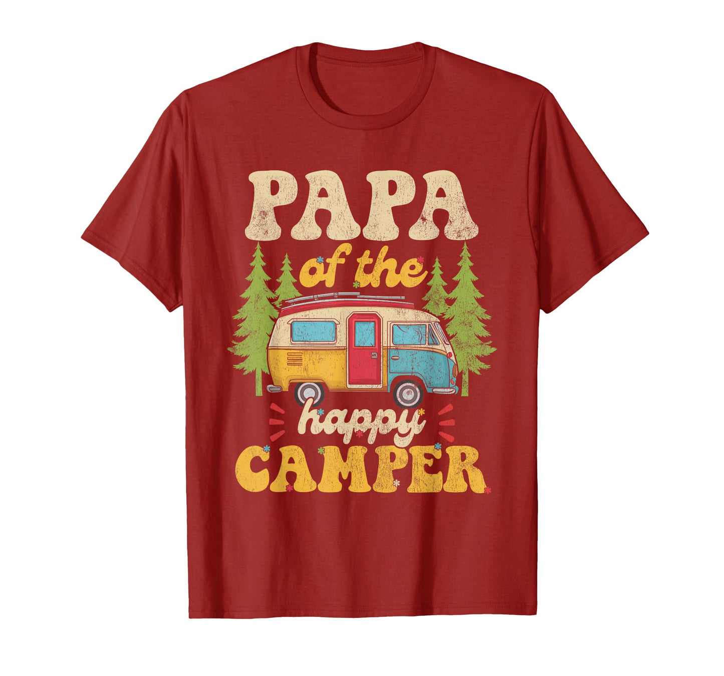 Papa of Happy Camper 1st Birthday Party Retro Papa T-Shirt