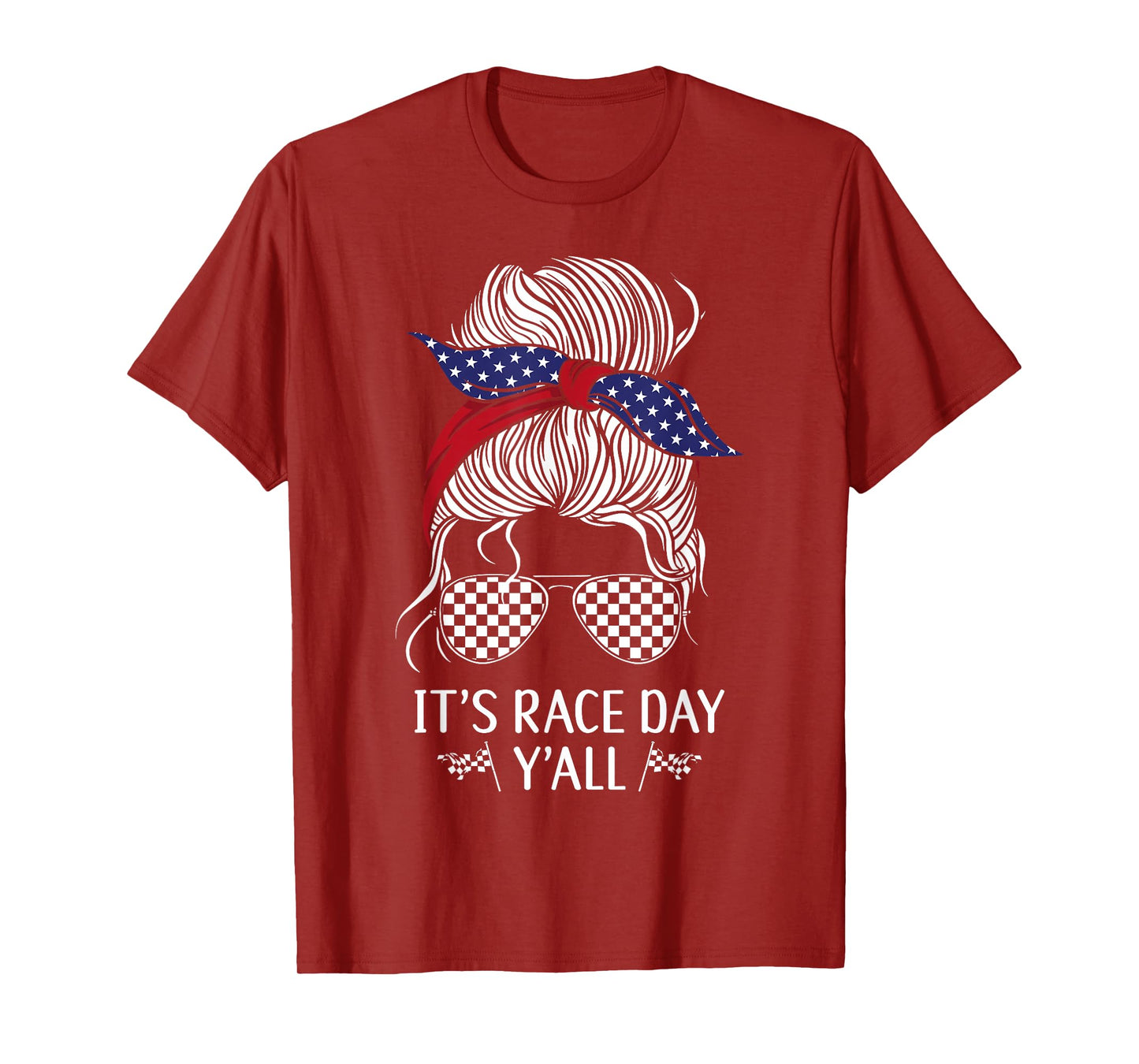 Drag Racing Race Car Girl Sunglasses Flag It's Race Day T-Shirt