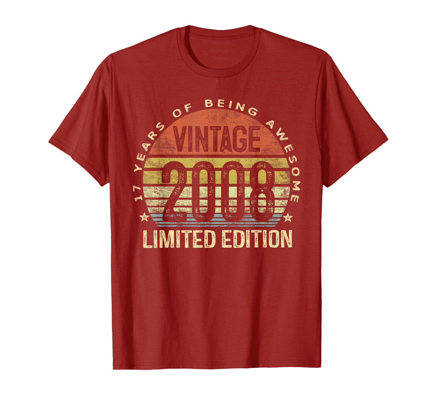 Vintage 2008 Limited Edition 17-Year-Old Gifts 17th Birthday T-Shirt