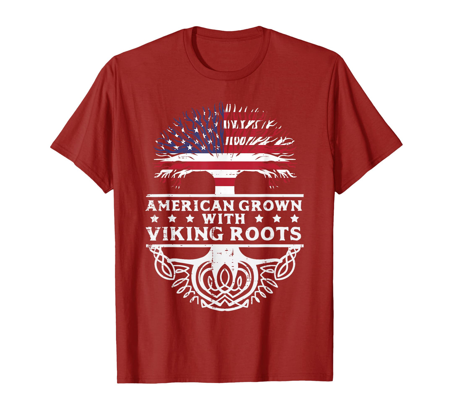 American Grown With Viking Roots US Flag Tree Men Women Kids T-Shirt