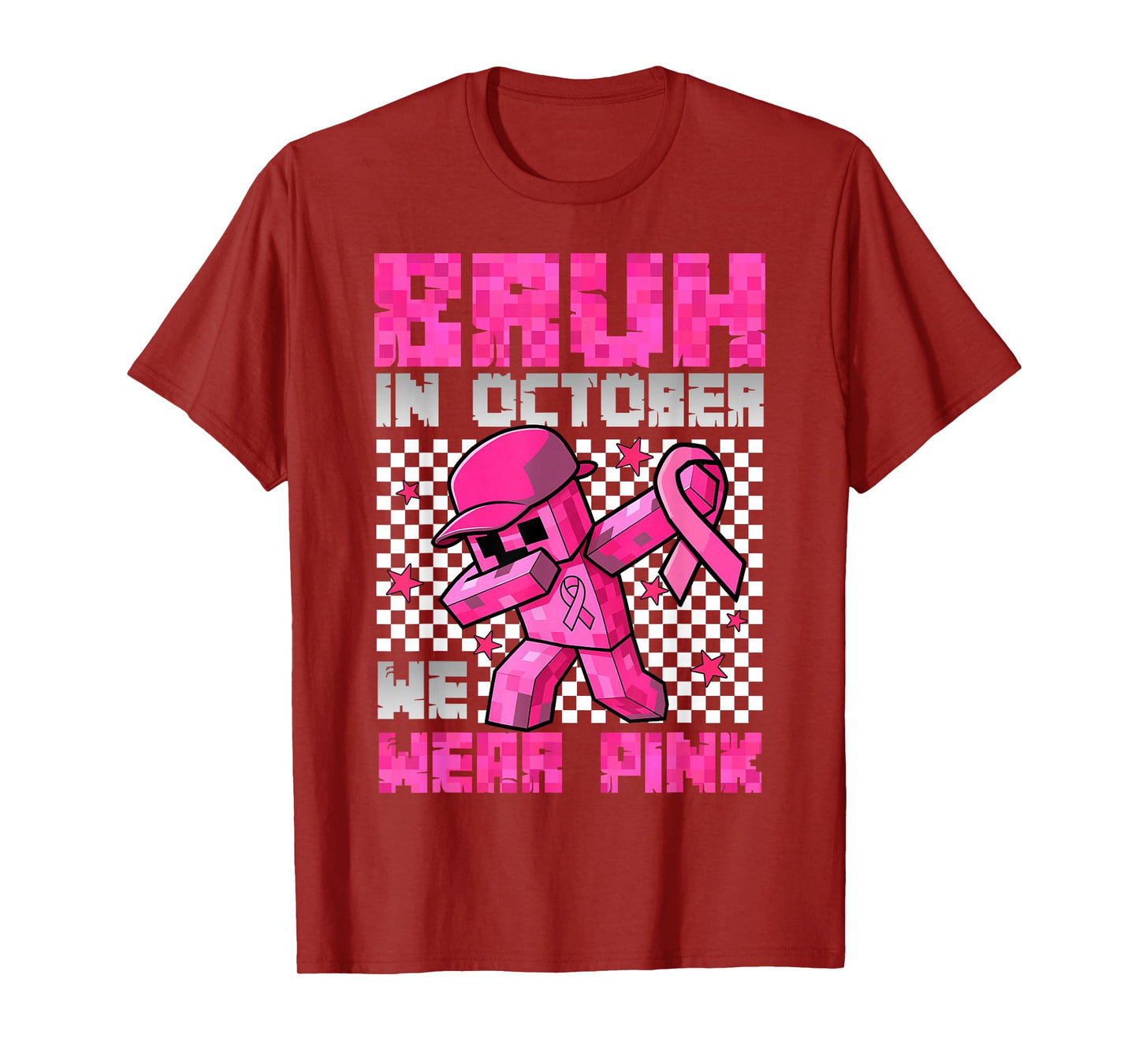 Bruh in October We Wear Pink Breast Cancer Game Kids Boy Men T-Shirt