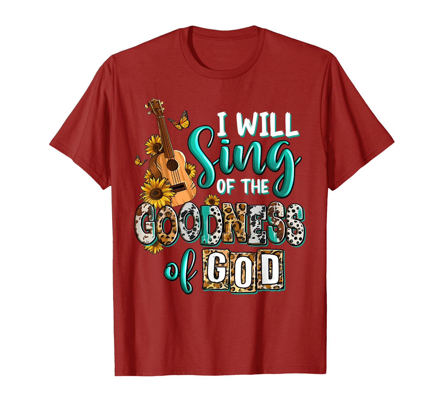 Christian Floral Guitar I Will Sing Of The Goodness Of God T-Shirt
