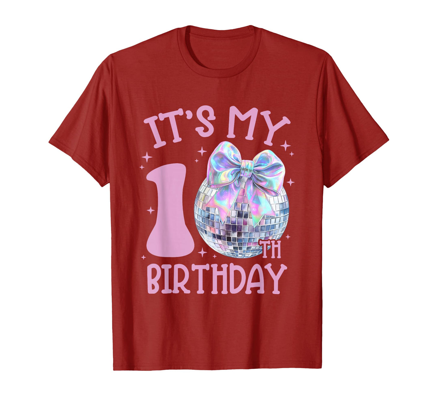 10th Birthday Coquette Bow Disco Ball 10 Year Old Birthday T-Shirt