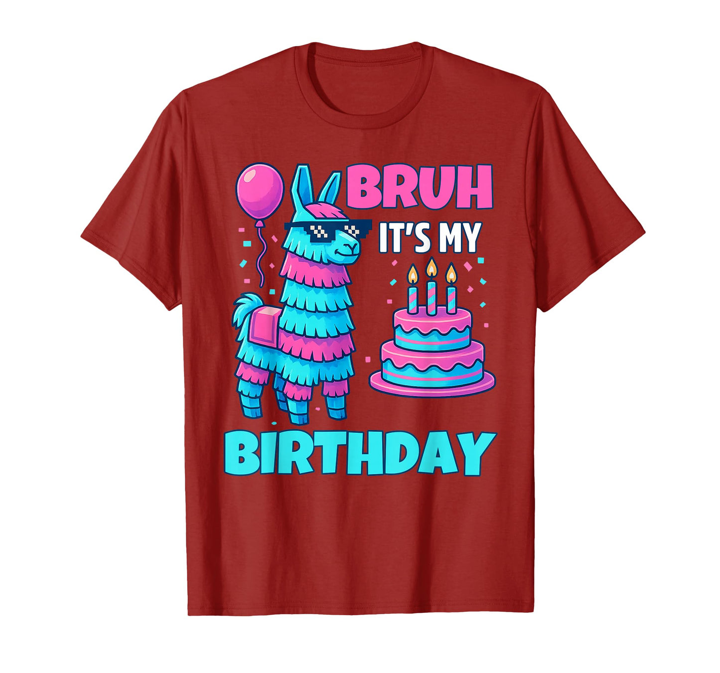 Bruh It’s My Birthday Funny Llama Pinata bday boy kids party T-Shirt