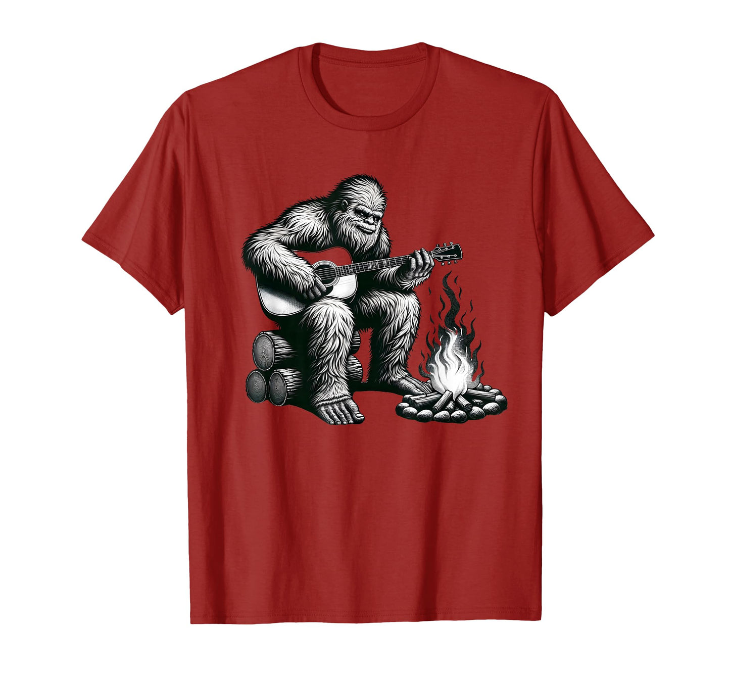 Bigfoot Playing Guitar Rock on Sasquatch Big Foot T-Shirt