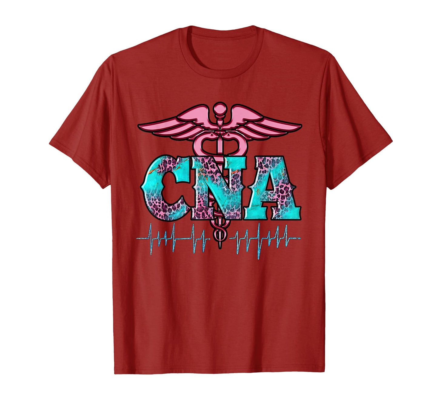 Pink And Blue Leopard CNA Nurse Christmas Pajamas For Team T-Shirt