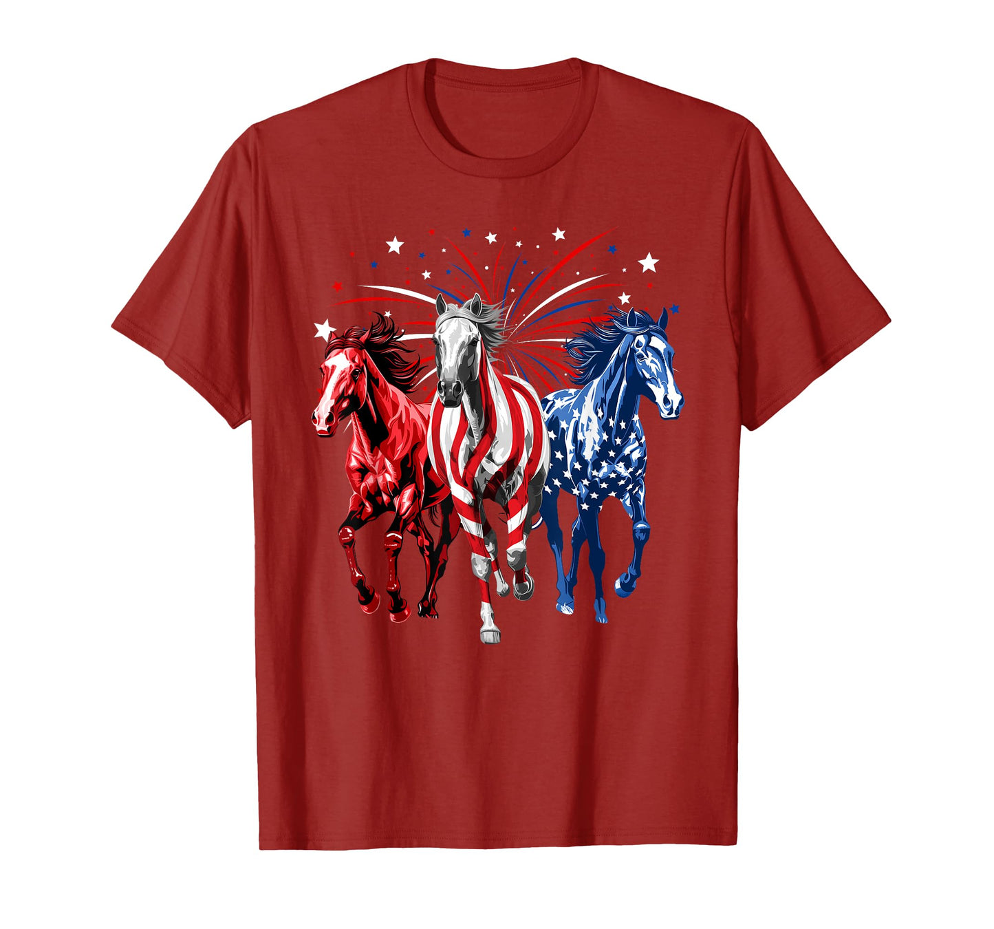 4th Of July Horse Lovers Red White And Blue American Flag T-Shirt