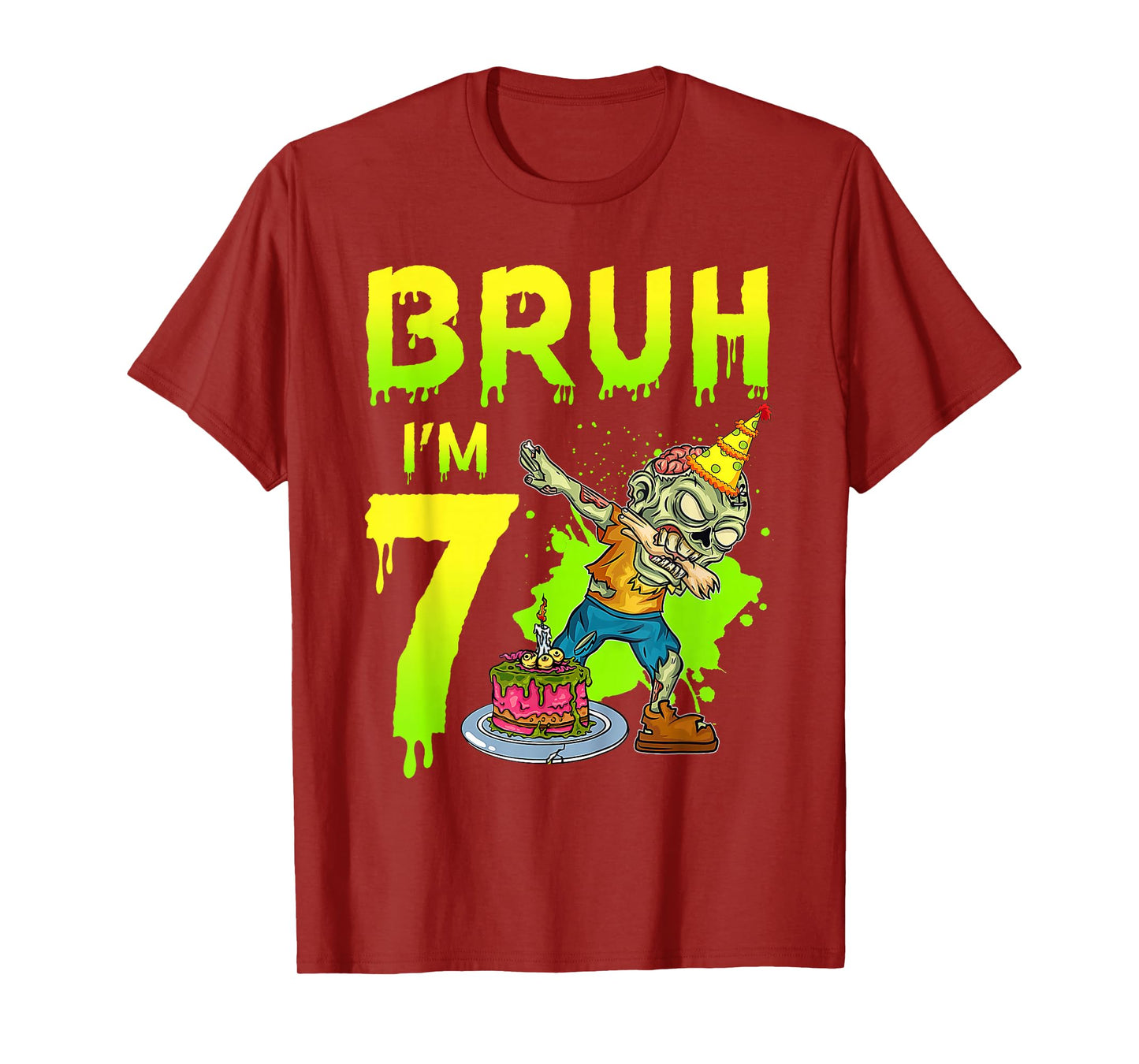 Bruh I'm 7th Birthday Zombie Lover 7 Years Old Boys T-Shirt