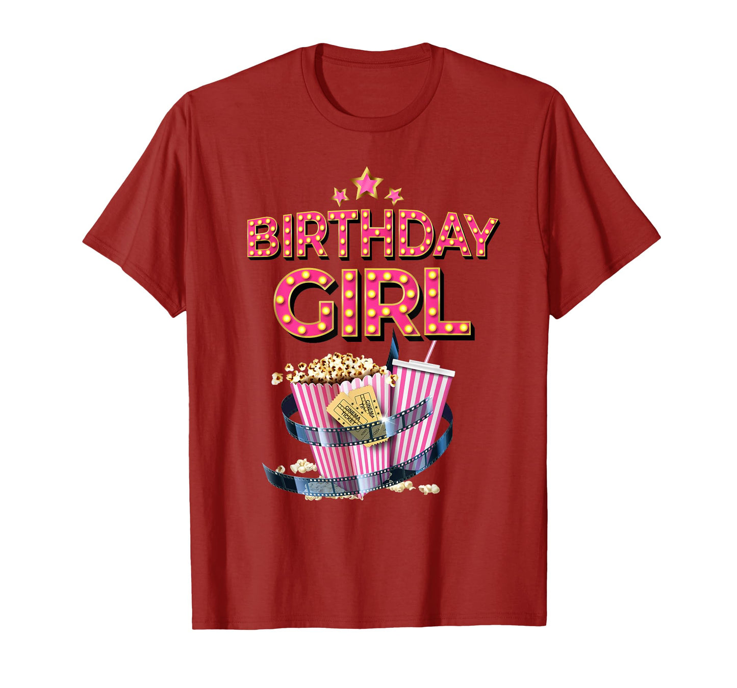 Birthday Girl Crew Movie Night Theme Matching Party T-Shirt
