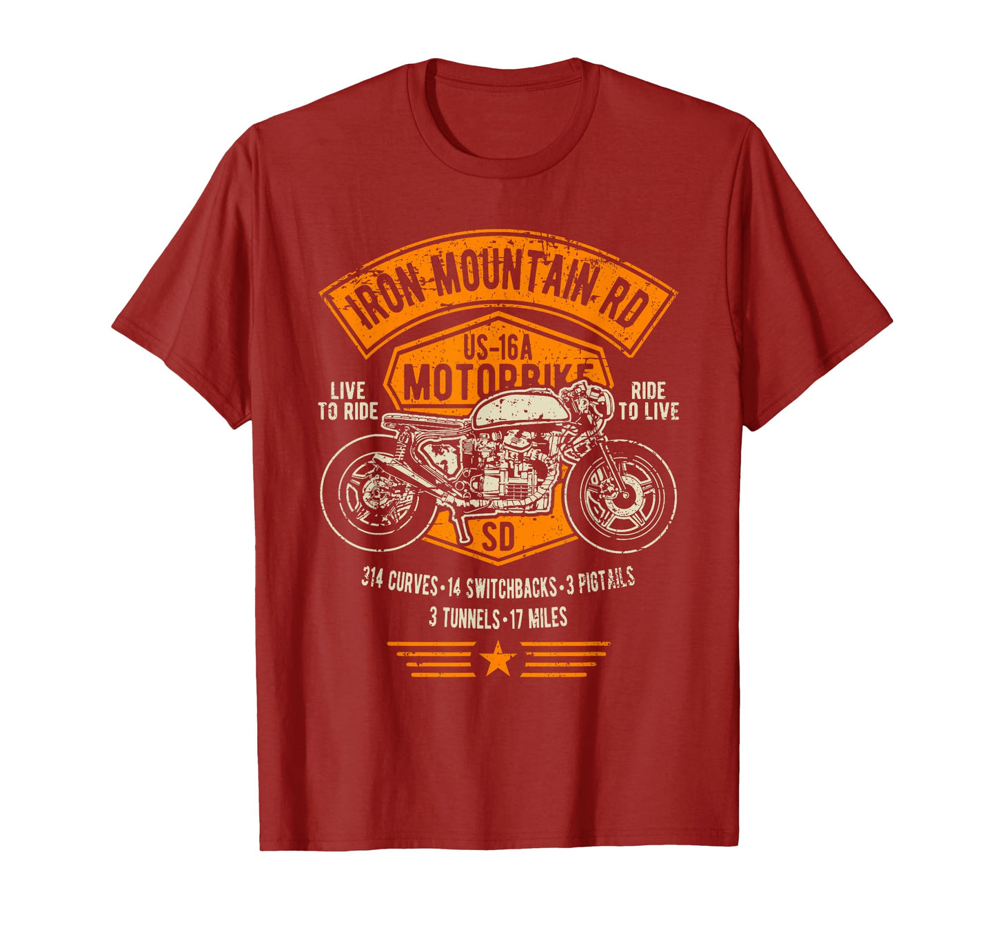 Iron Mountain Road US-16A South Dakota Motorcycle Design T-Shirt