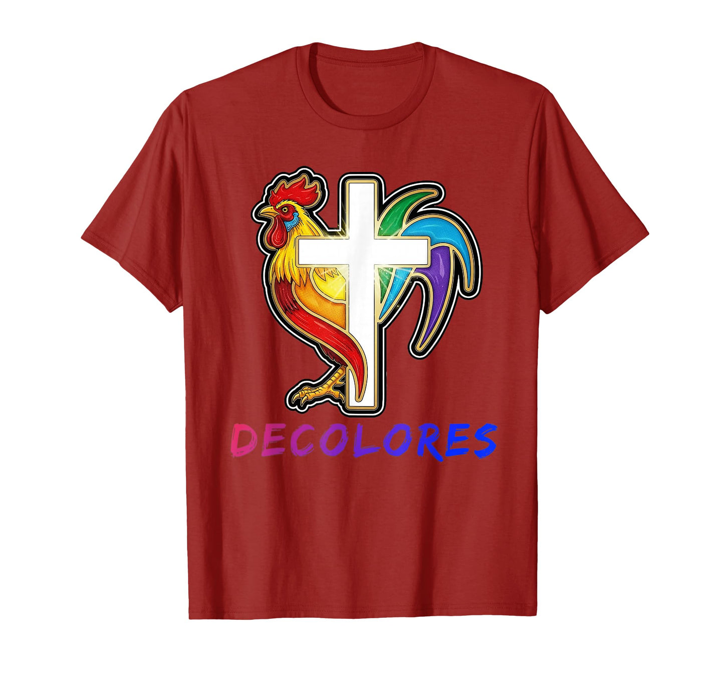 DeColores Cursillo Rainbow Rooster Catholic T-Shirt