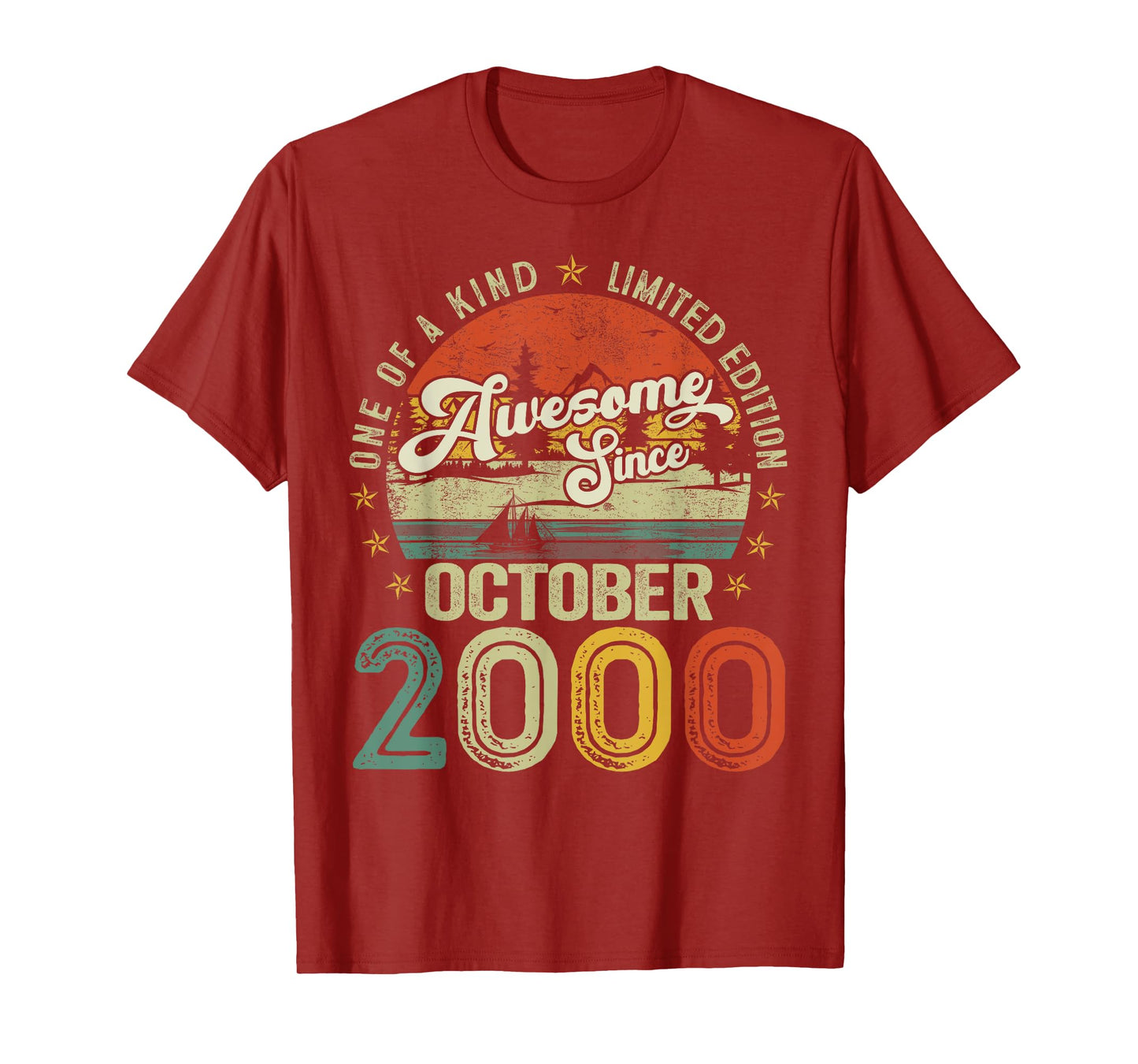 Awesome Since October 2000 Vintage Retro 25th Birthday Men T-Shirt