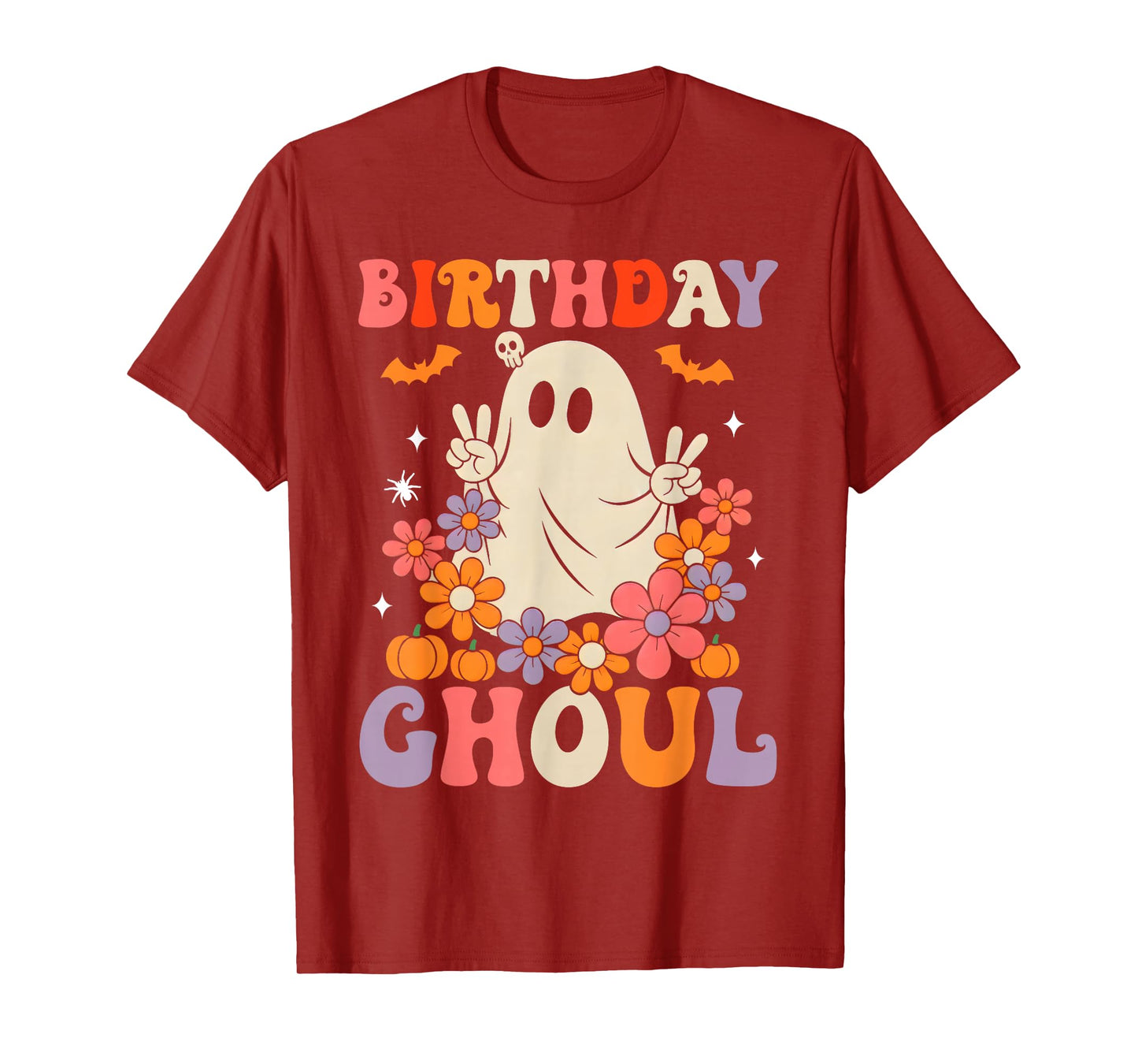 Birthday Ghoul Floral Ghost Halloween Women Girls Teens T-Shirt