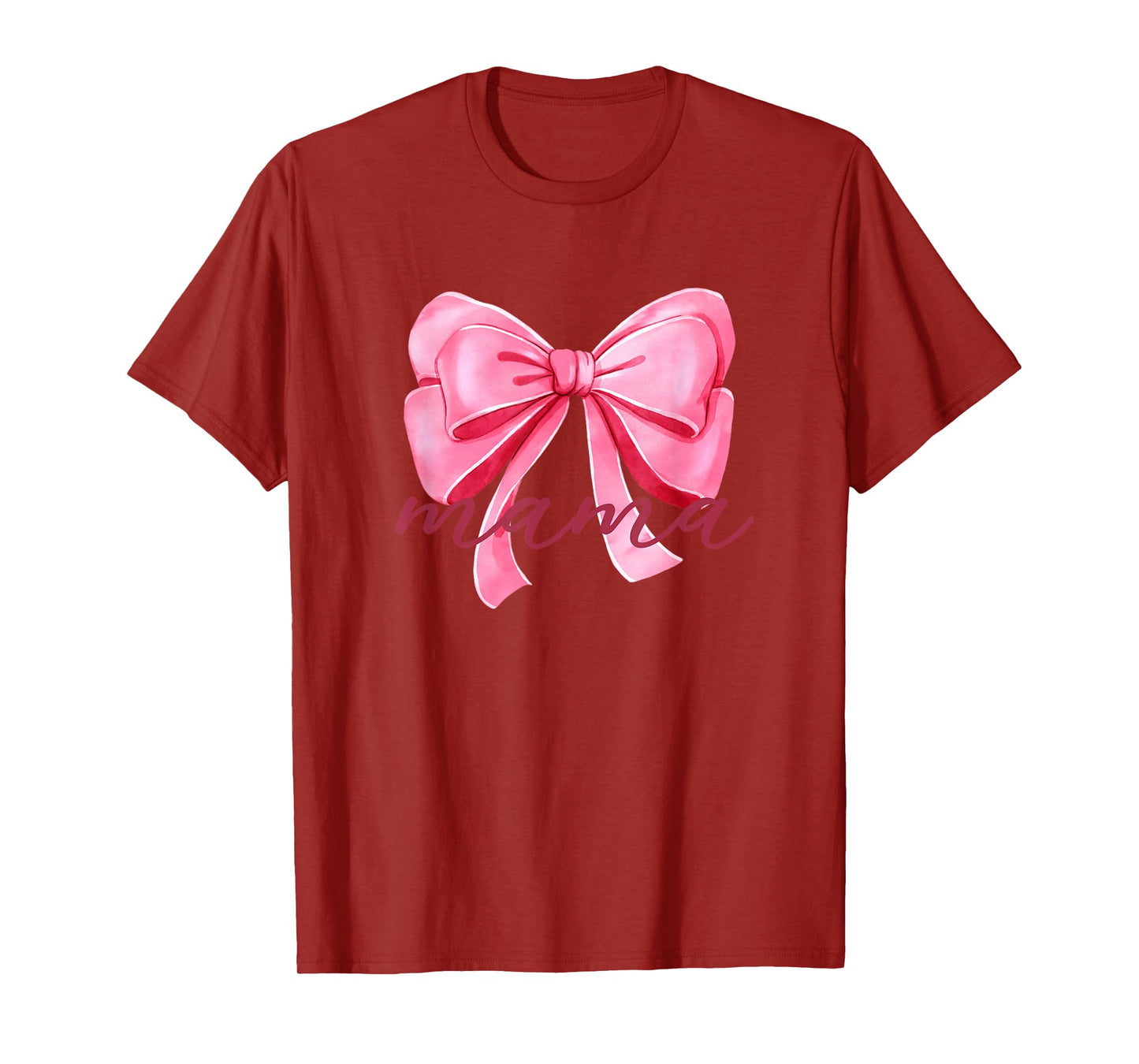 Mama Pink Bow Birthday Baby Shower Family Pink Ribbon T-Shirt