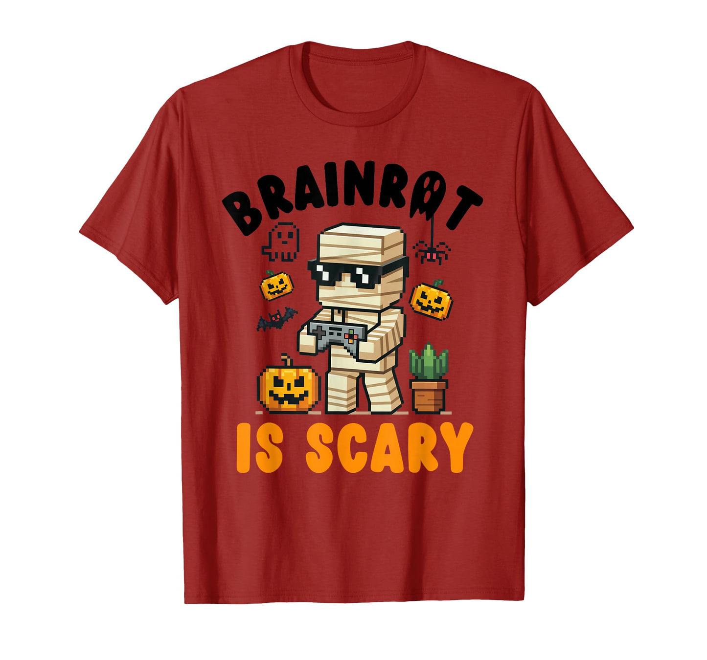 Brain Rot Costume Shirt Kids Halloween Scary Teen Boys Gamer T-Shirt
