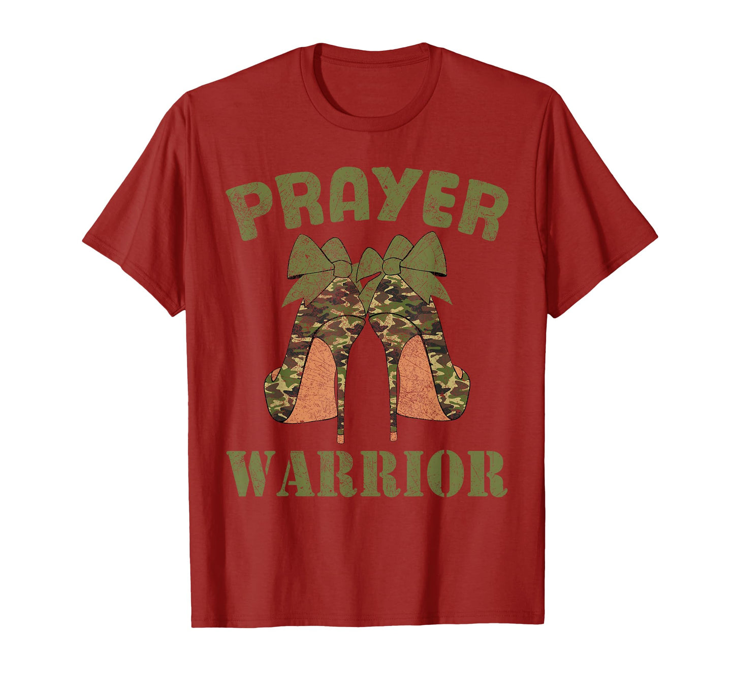 Camo Heels Prayer Warrior God Jesus Christian Faith Women T-Shirt