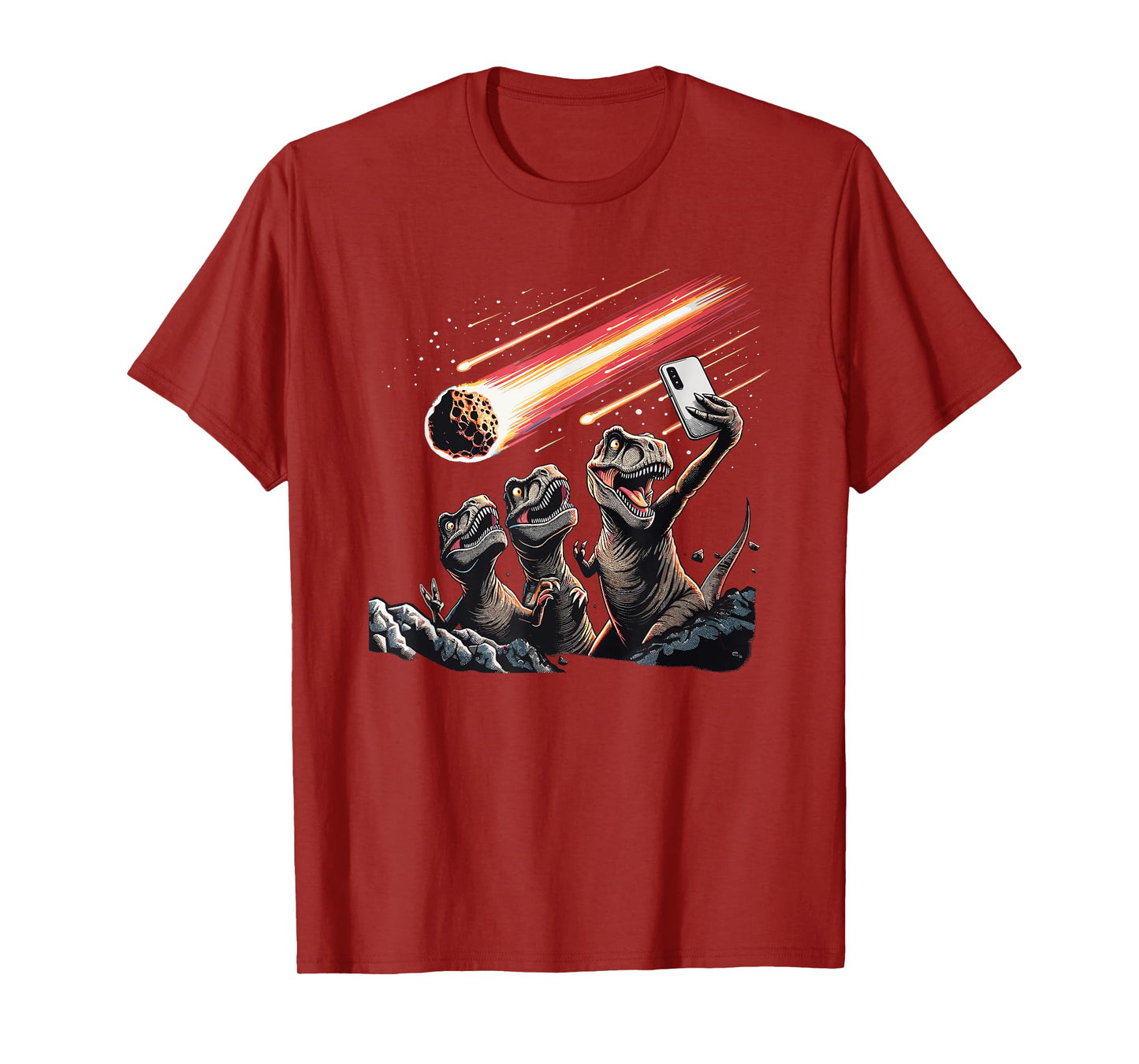 Dinosaur T-Rex Selfie Novelty Men Kids Women Funny Dinosaur T-Shirt