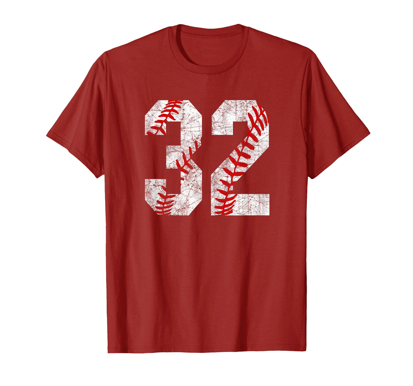 Distressed Baseball Number 32 Jersey Uniform Player Fan T-Shirt