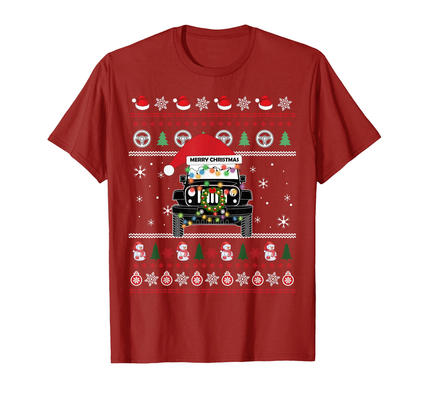 Merry Jeepmas Ugly Light Christmas T-Shirt