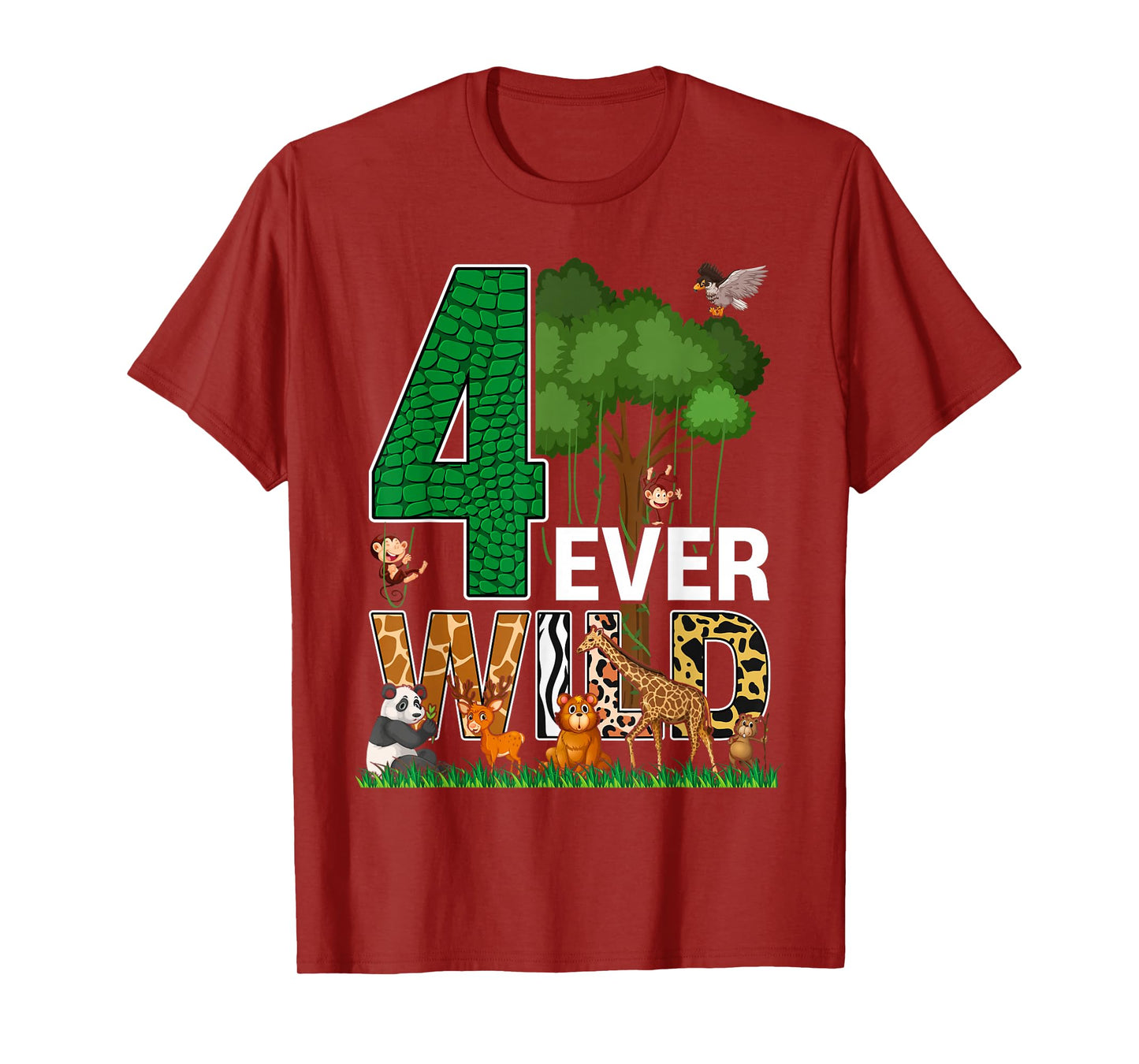 4 Ever Wild Birthday Decorations Boy Zoo 4th Birthday Party T-Shirt