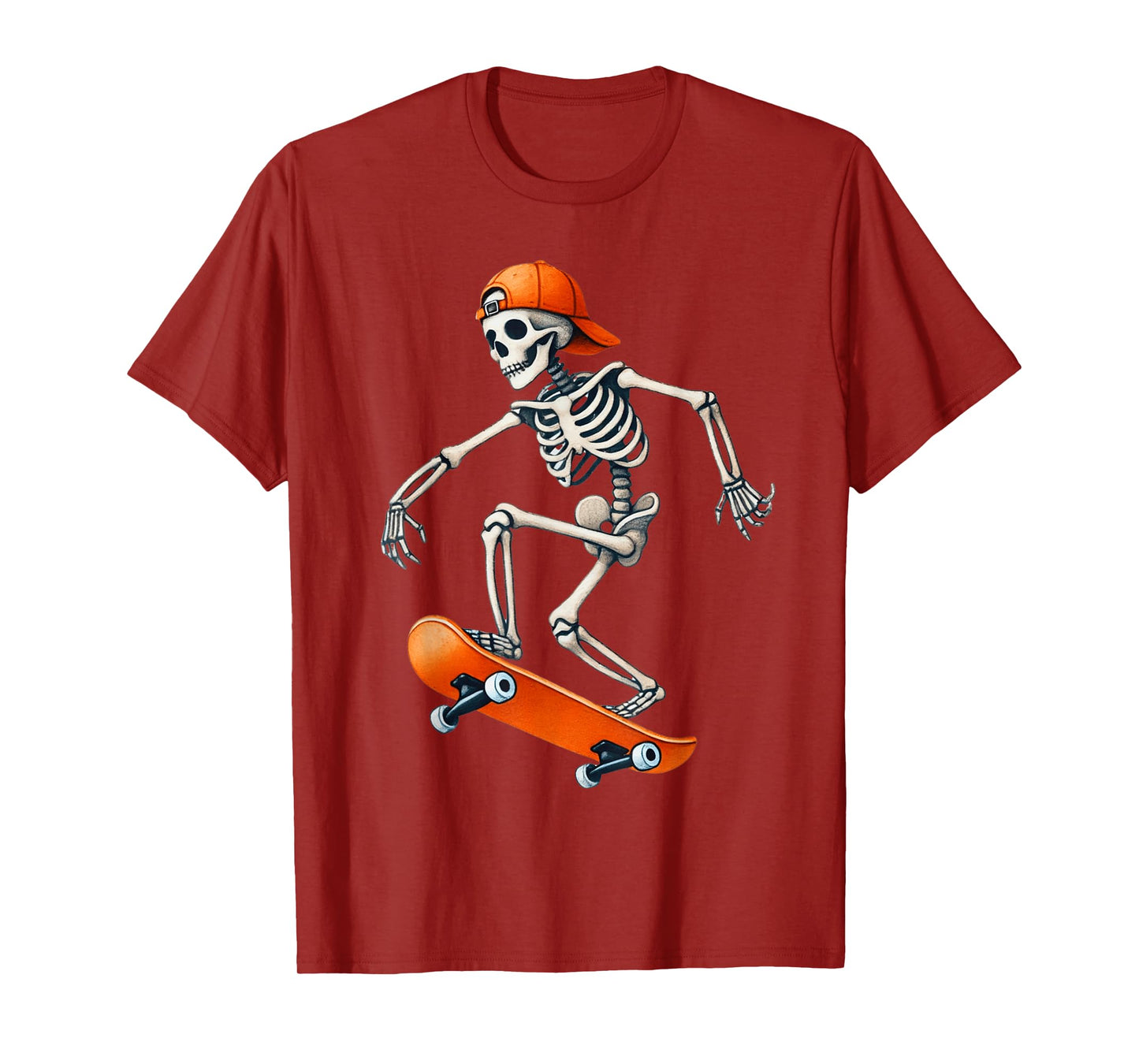 Skateboard Skeleton Halloween Costume Funny Men Boys Kids T-Shirt