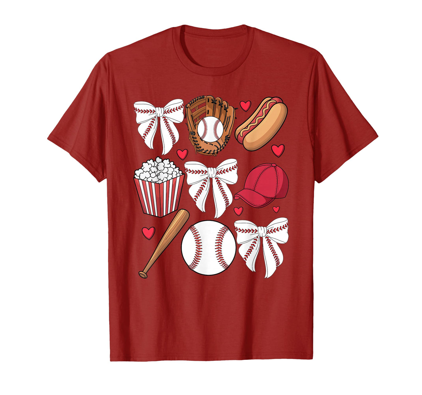 Baseball Coquette Bow Women Girls Baseball Cheer Mom Mama T-Shirt