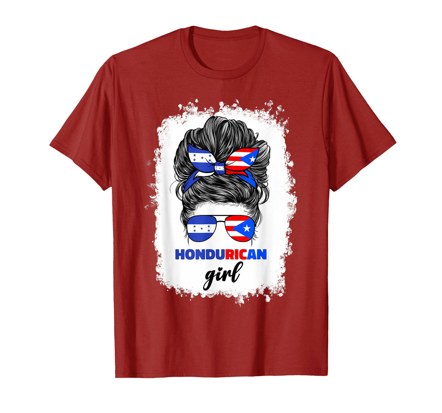 Half Honduran And Puerto Rican Rico Honduras Flag Girl Mix T-Shirt