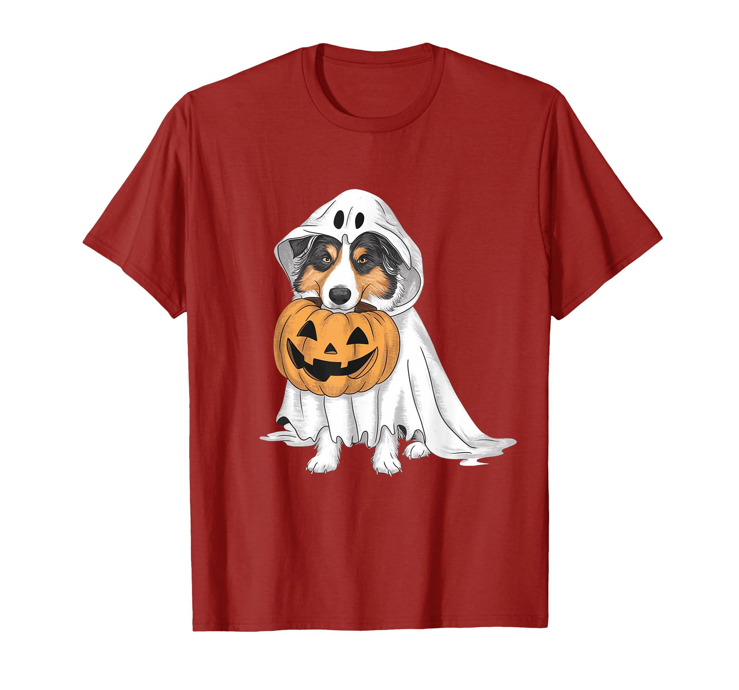 Australian Shepherd Ghost Dog Halloween T-Shirt for Men Women Kids