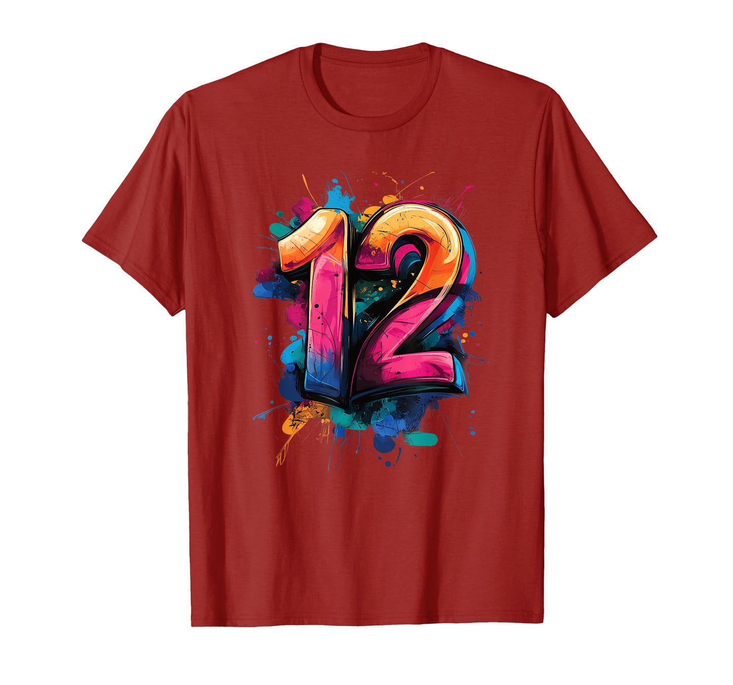 Number 12 12th Birthday Twelve Year Old Boys Girls Graffiti T-Shirt