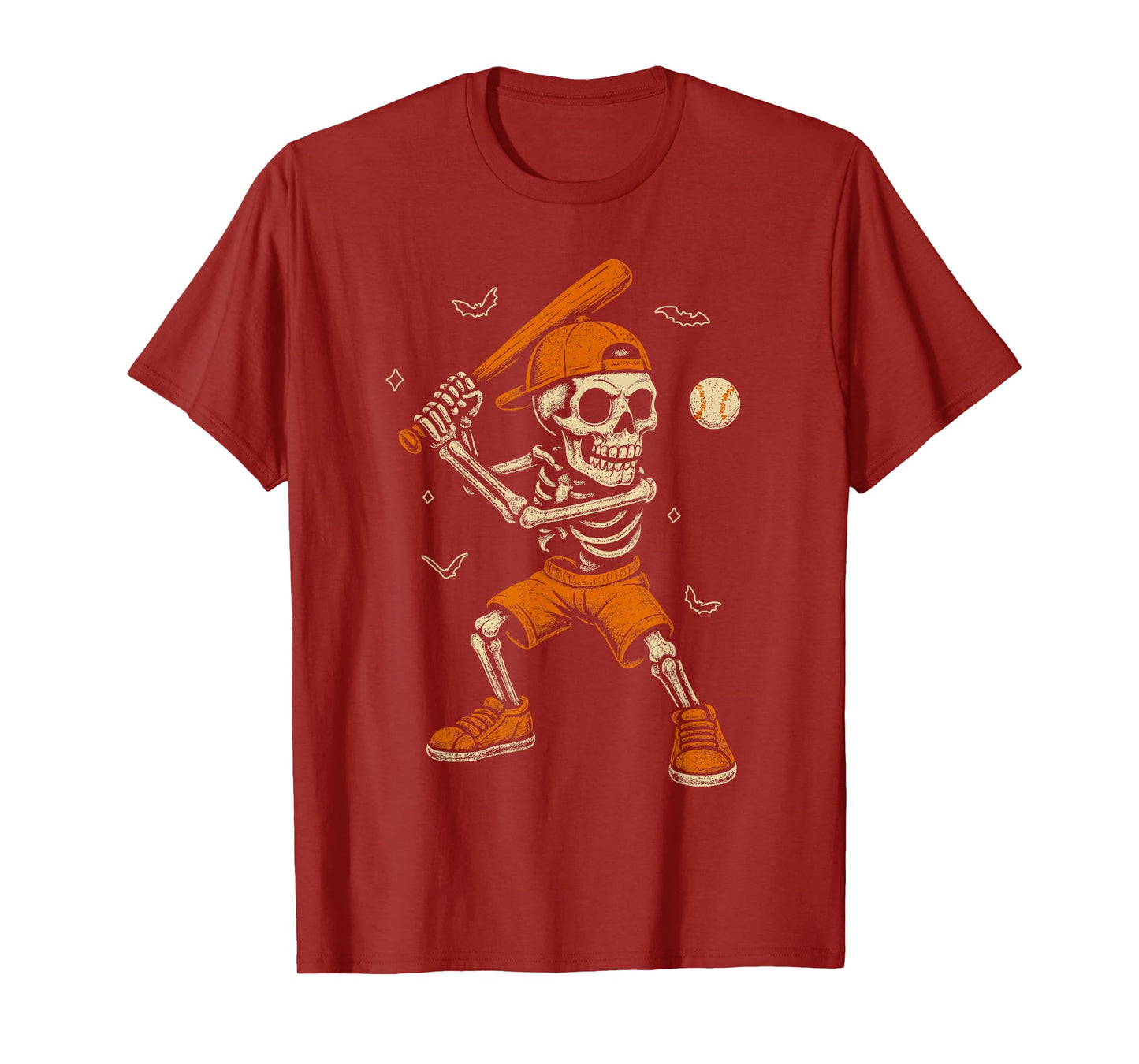 Skeleton Baseball Player Funny Costume Halloween Men Boys T-Shirt