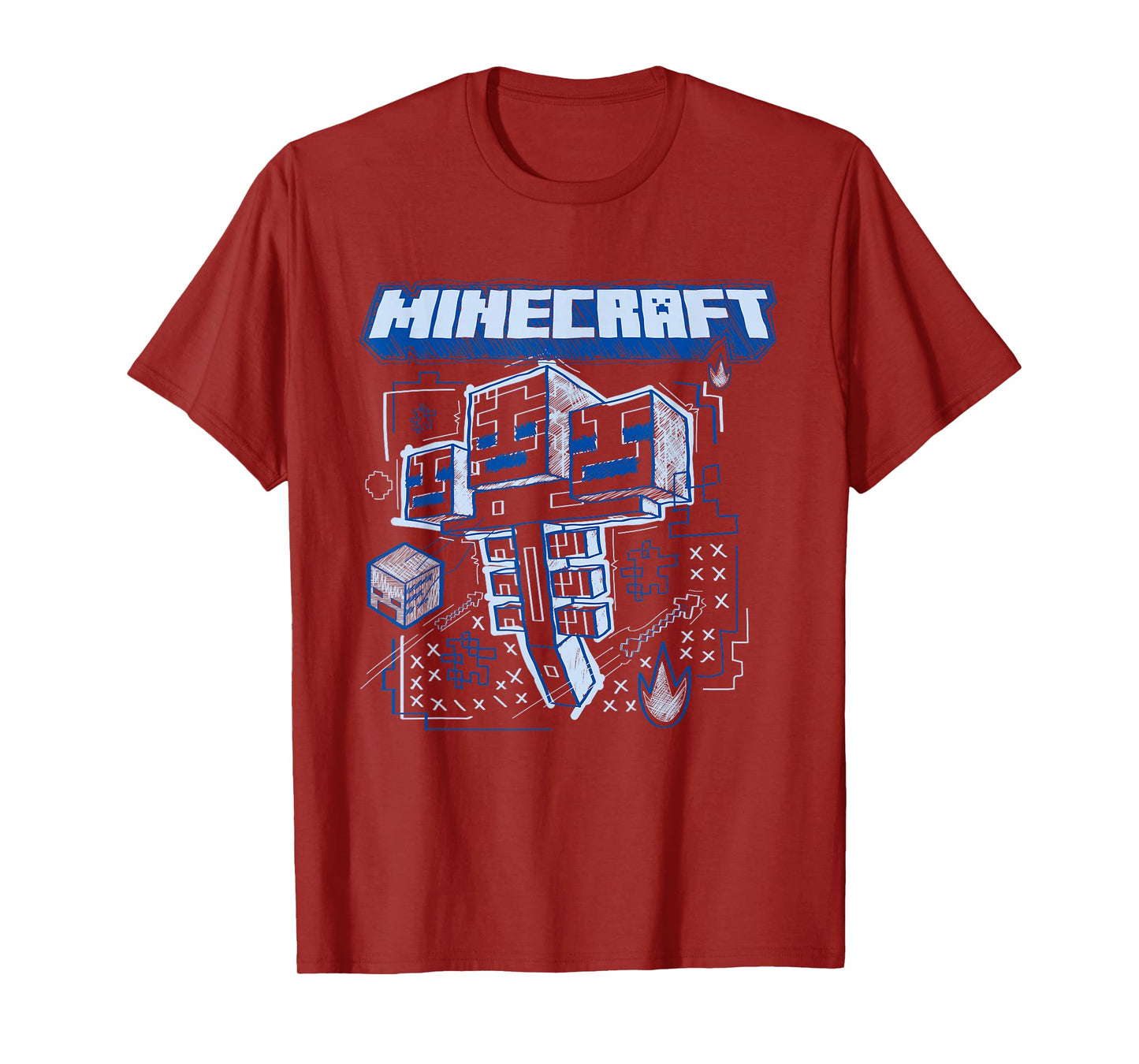 Minecraft Wither Boss Blueprint Sketch T-Shirt