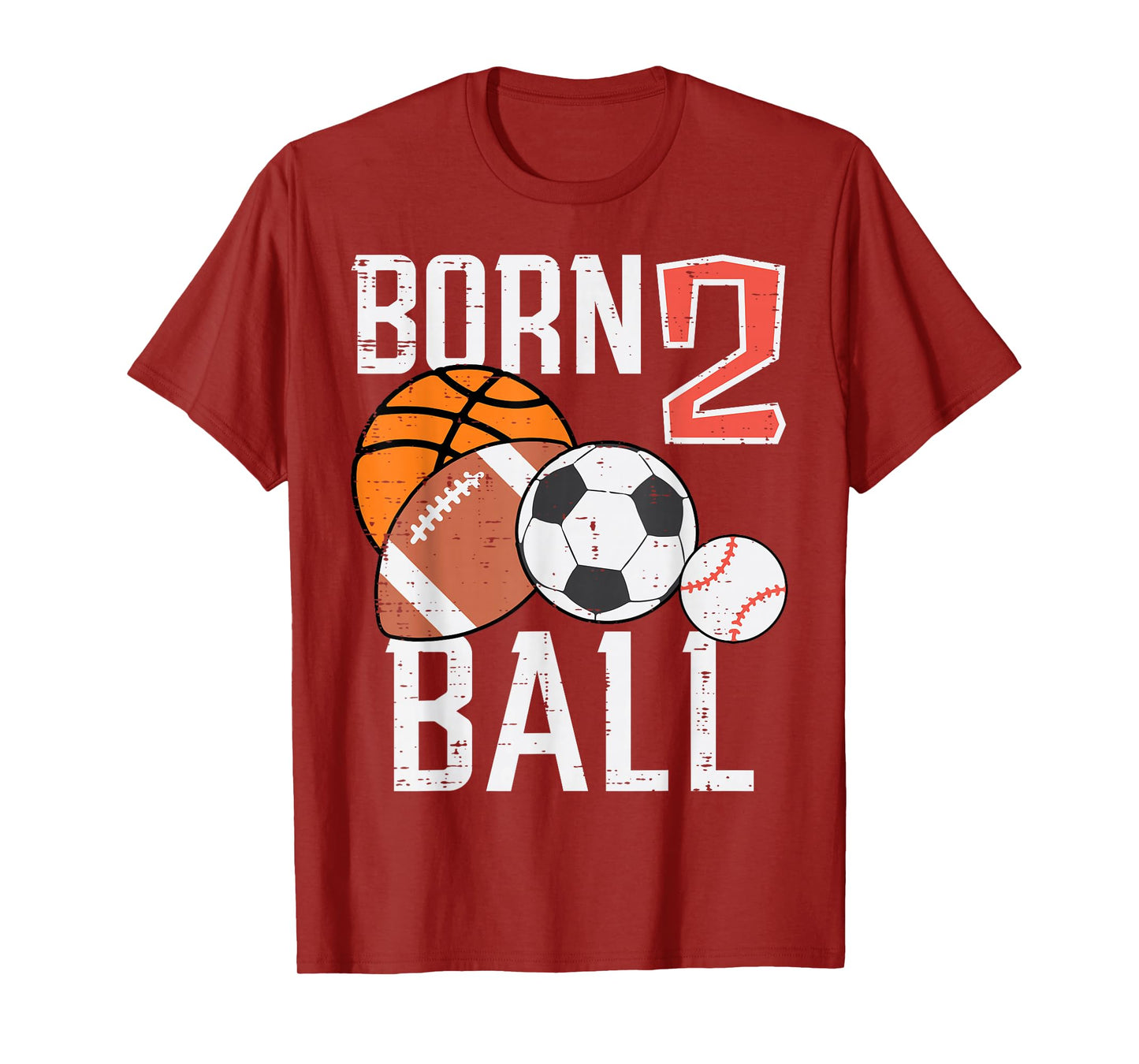 Born Basketball Football 2nd Birthday Toddler Boy Kid T-Shirt