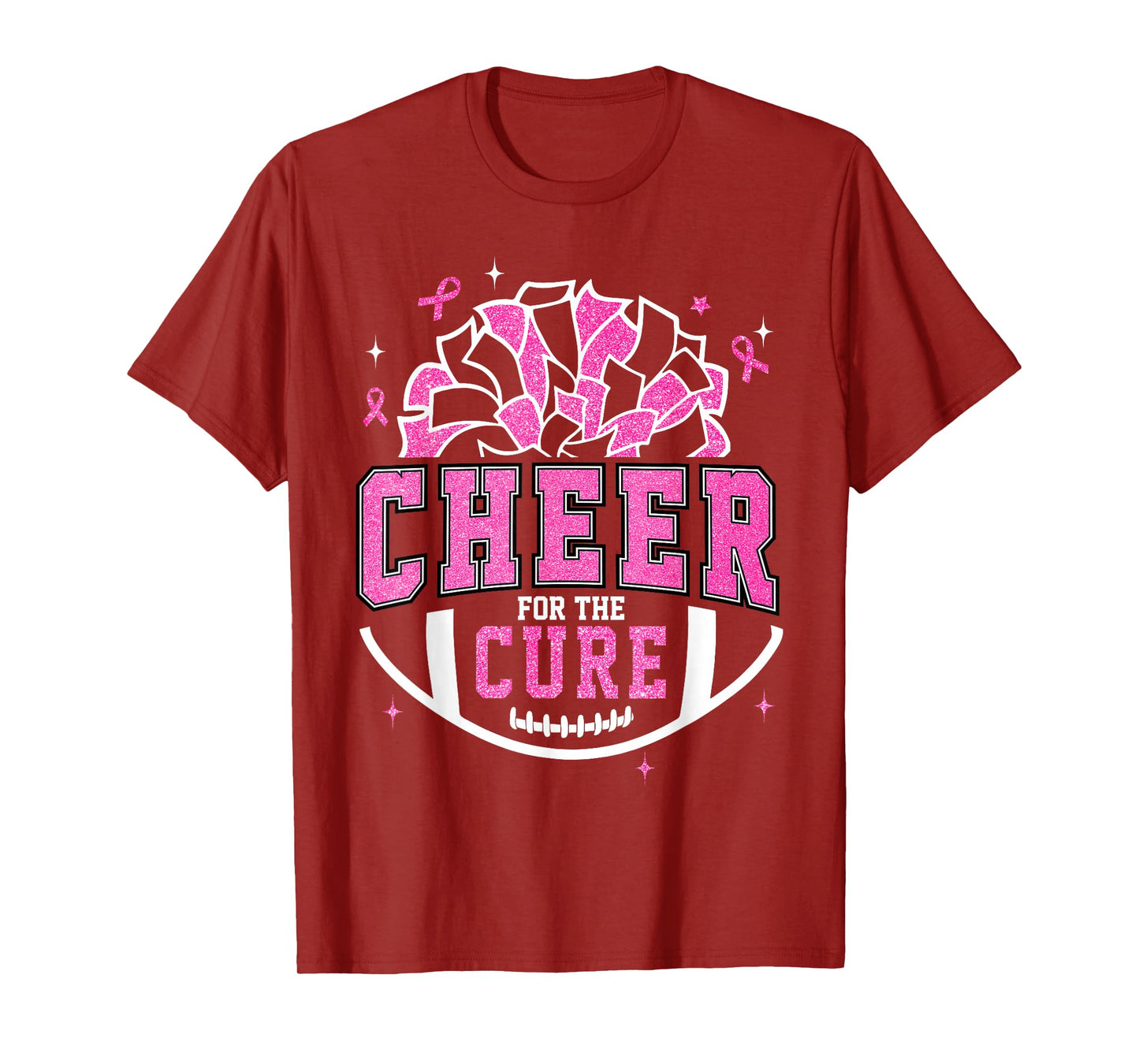 Cheer for The Cure Breast Cancer Awareness Cheerleader Pink T-Shirt