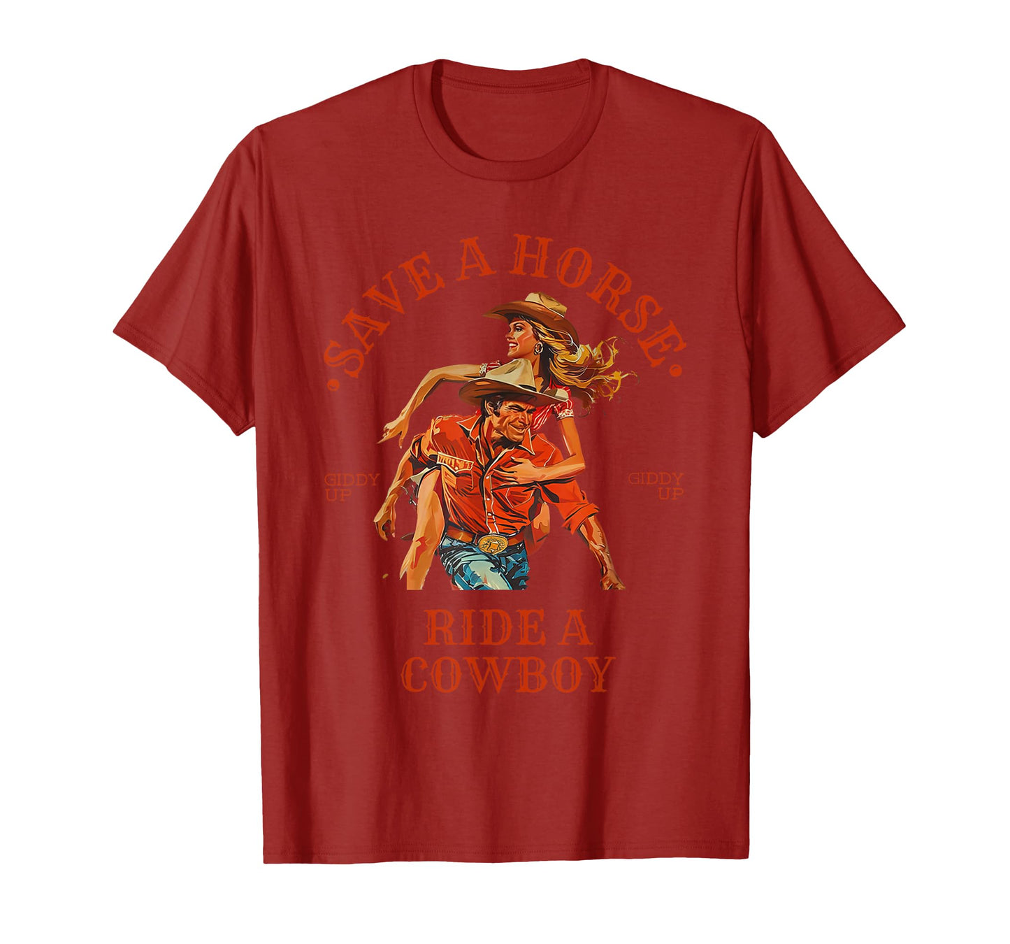Save A Horse Ride A Cowboy Retro Vintage T-Shirt