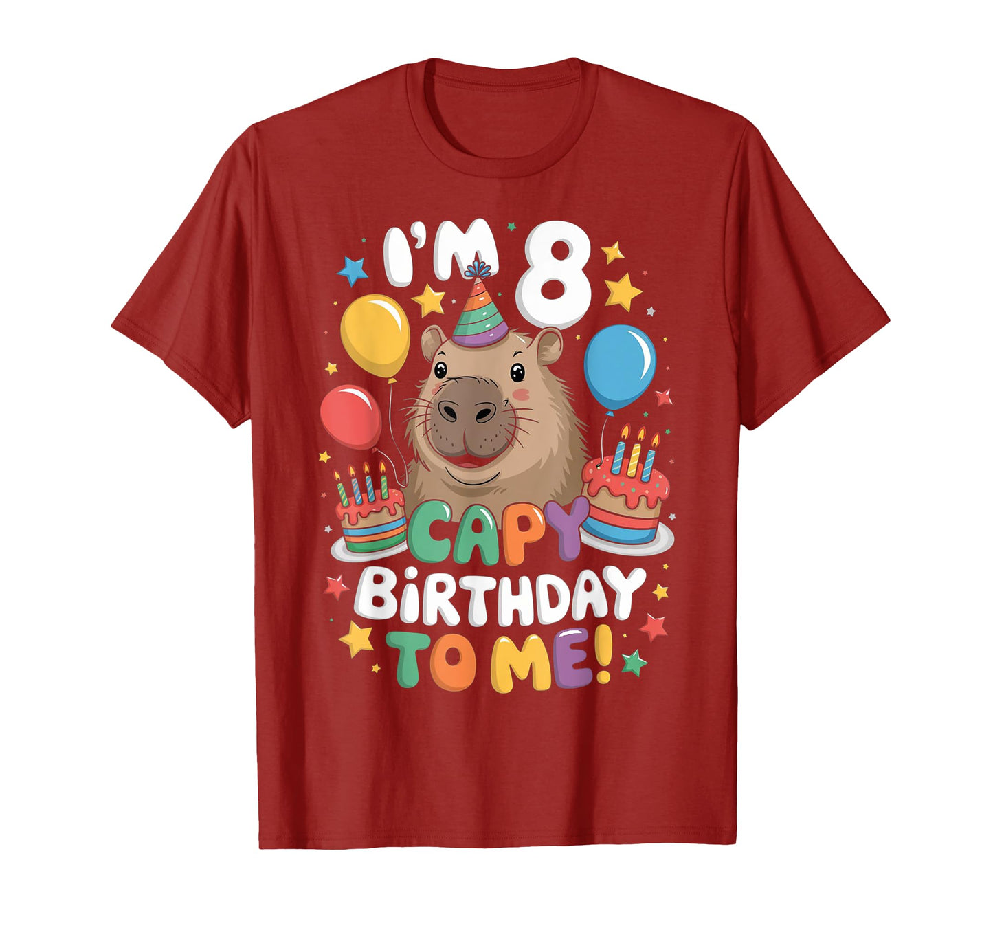 I'm 8 Year Old Capy Birthday To Me 8th Birthday Capybara T-Shirt