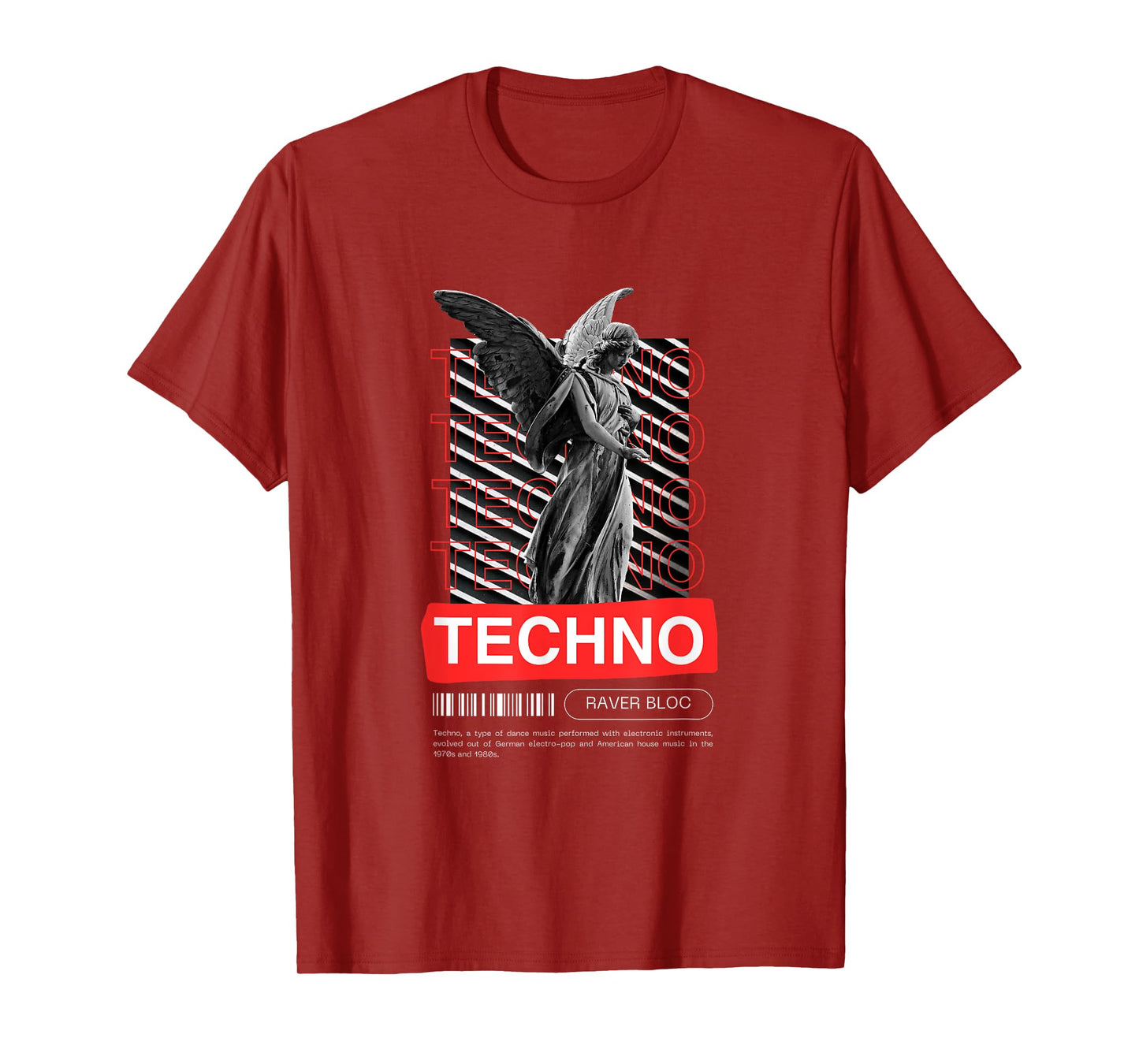 Raver Bloc Techno Angel EDM Raver Design Unisex-Adults Black Small Crew Neck Short Sleeve T-Shirt