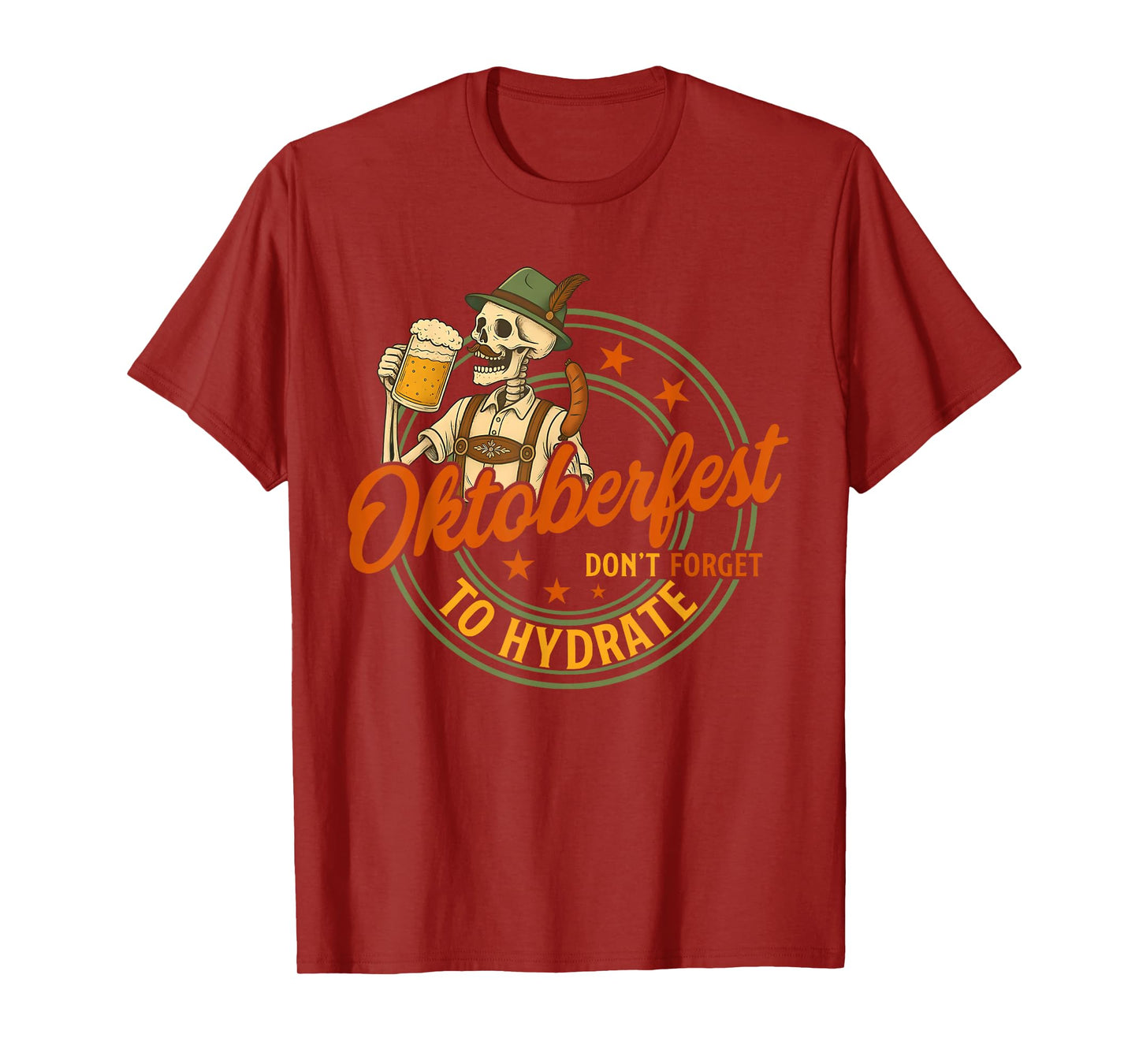Oktoberfest Skeleton Beer Sausage Funny Party Halloween Men T-Shirt