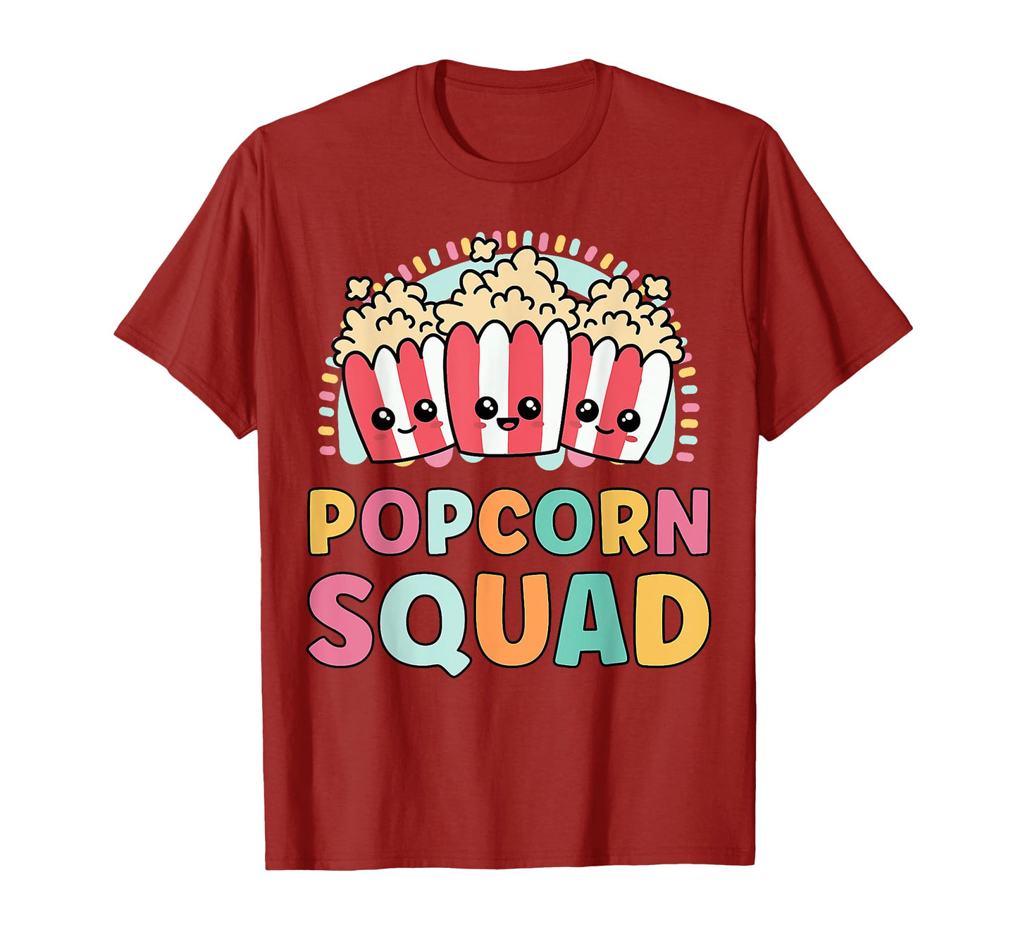 Cute Popcorn Design And Matching Popcorn Squad Outfit T-Shirt