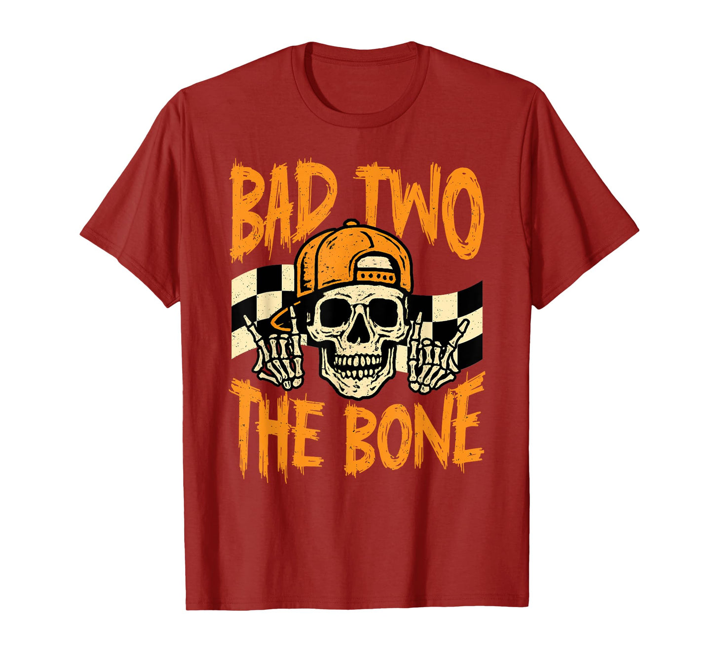 Bad Two The Bone Halloween 2nd Birthday 2 Year Old Kids Boys T-Shirt