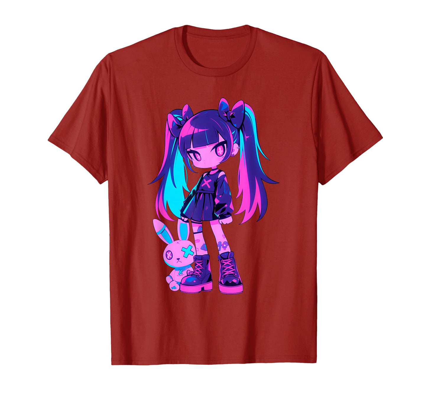 Cute E-Girl Anime Girl Grunge Goth Bunny Gothic Outfit T-Shirt