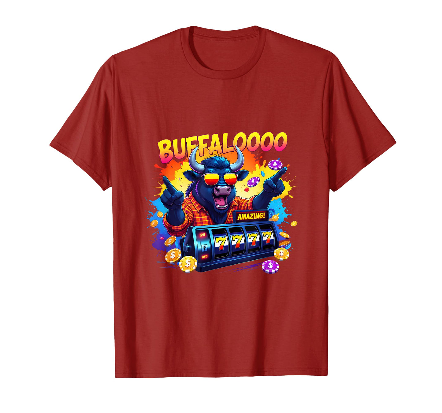 Slot Machine BUFFALOOOOO Gambling Lucky Buffalo Casino T-Shirt