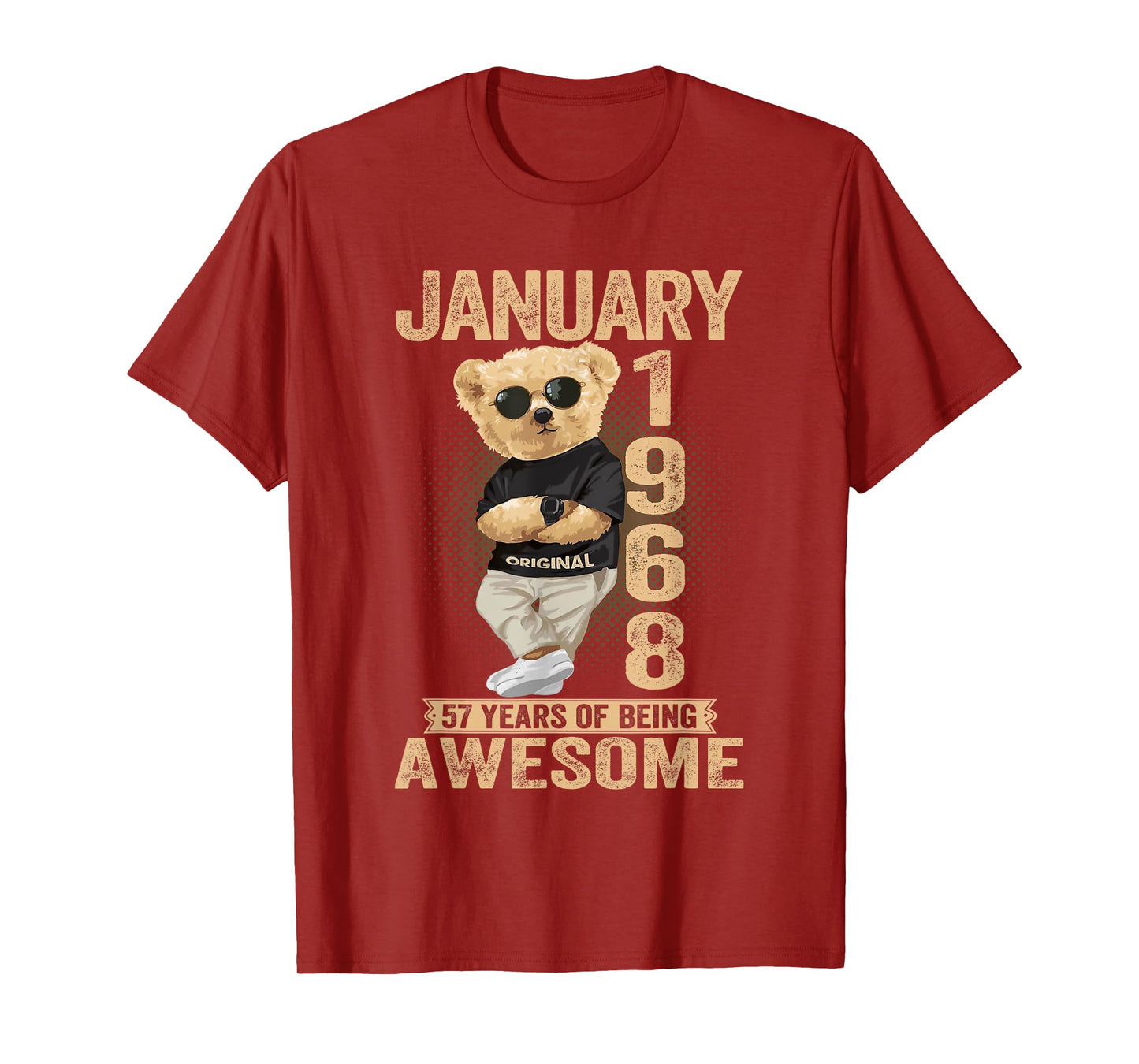 January 57th Birthday Men Women 1968 Awesome Teddy Bear T-Shirt