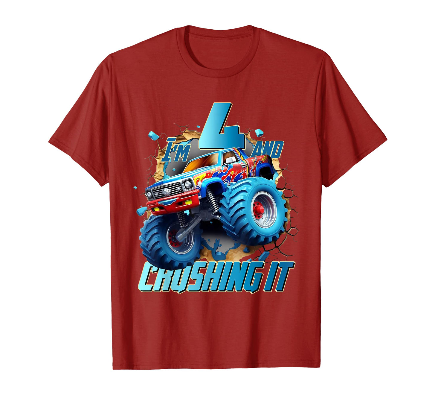 I'm Crushing it Monster Truck 4 Year Old Boys 4th Birthday T-Shirt