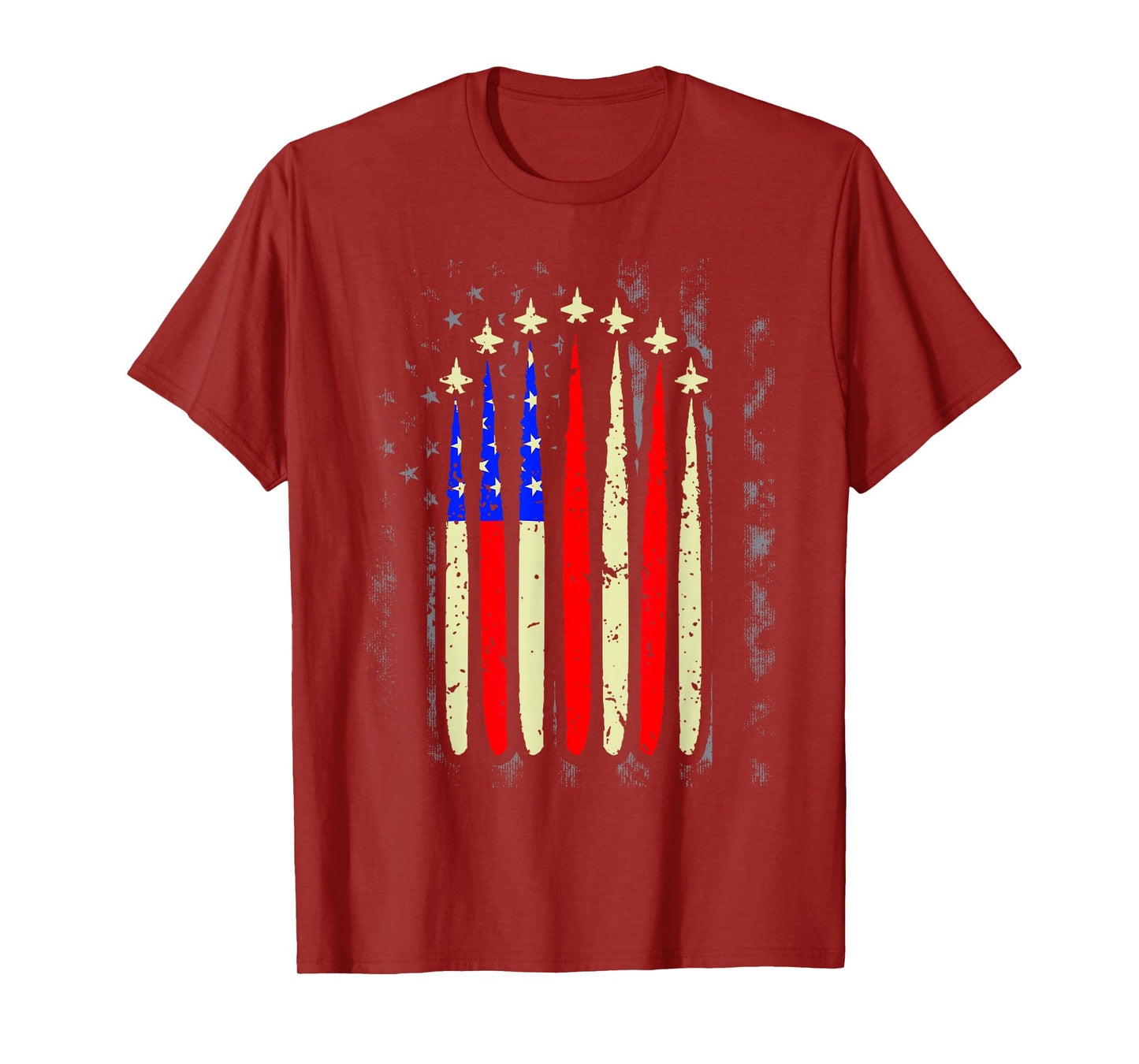 4th of July Jet Fighter American Flag Patriotic Hero Flying T-Shirt