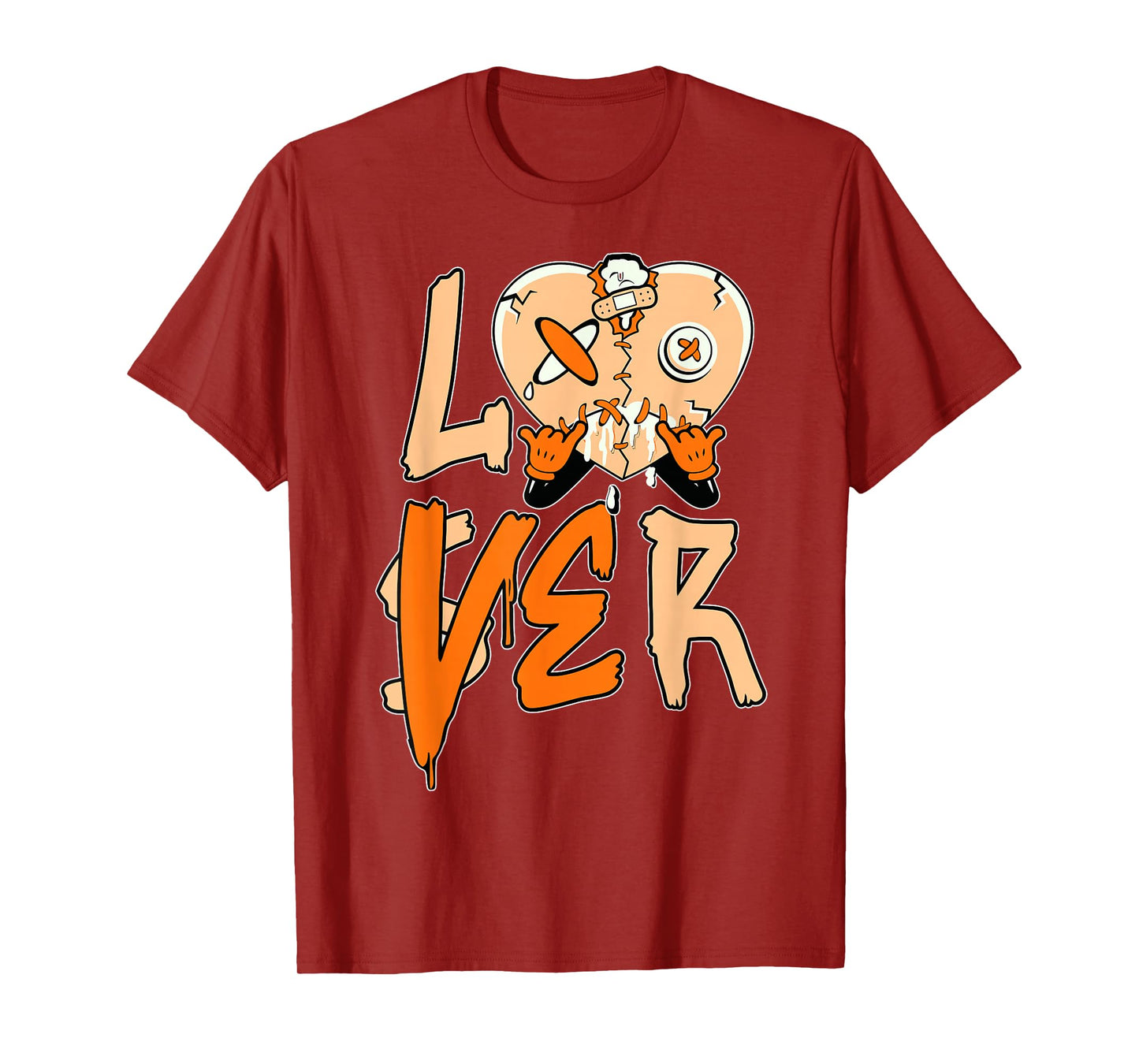 Orange Loser Lover Pink Drip Heart Matching Tee Men Women T-Shirt