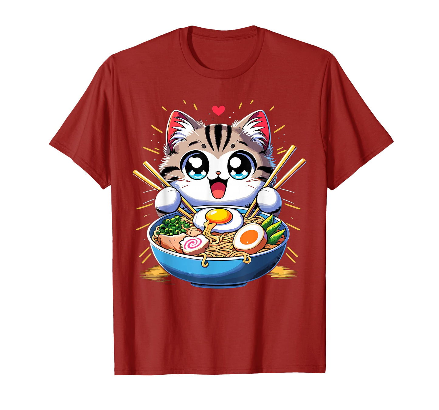Kawaii Cat Japanese Anime Manga Cat Ramen T-Shirt